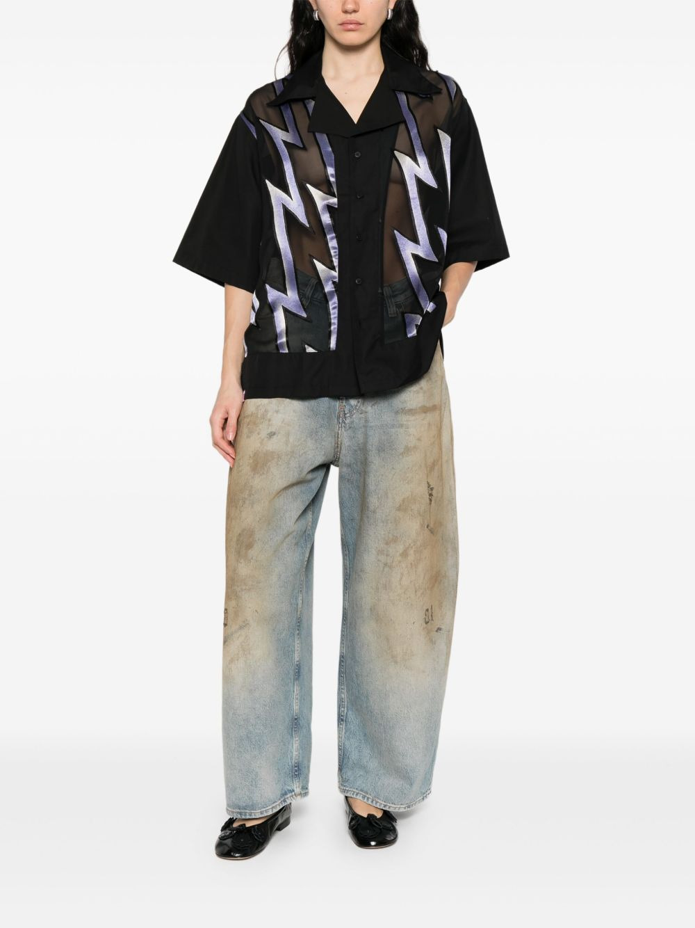 lightning-print shirt - 3