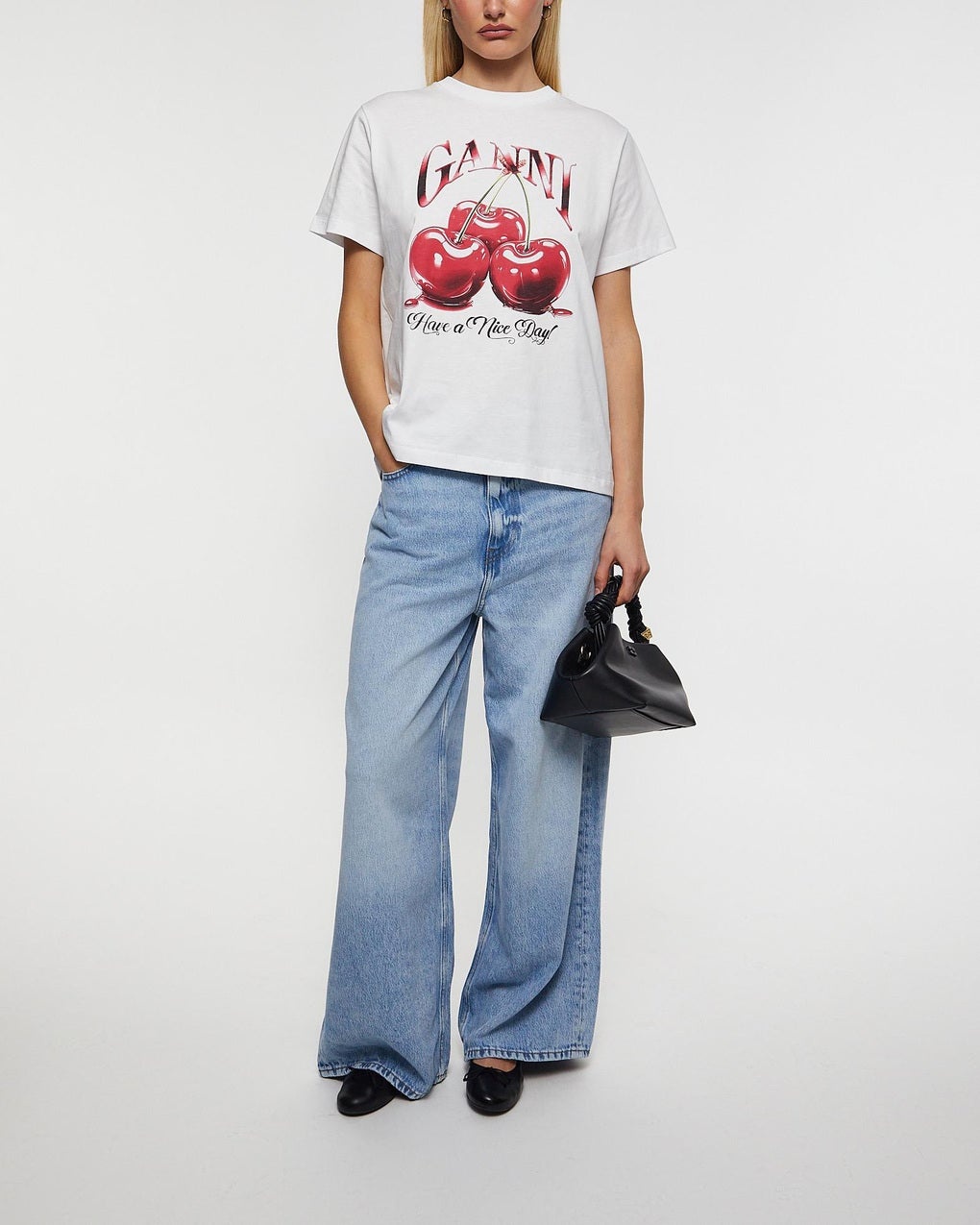 T-Shirt Basic Jersey Cherry Relaxed White - 3