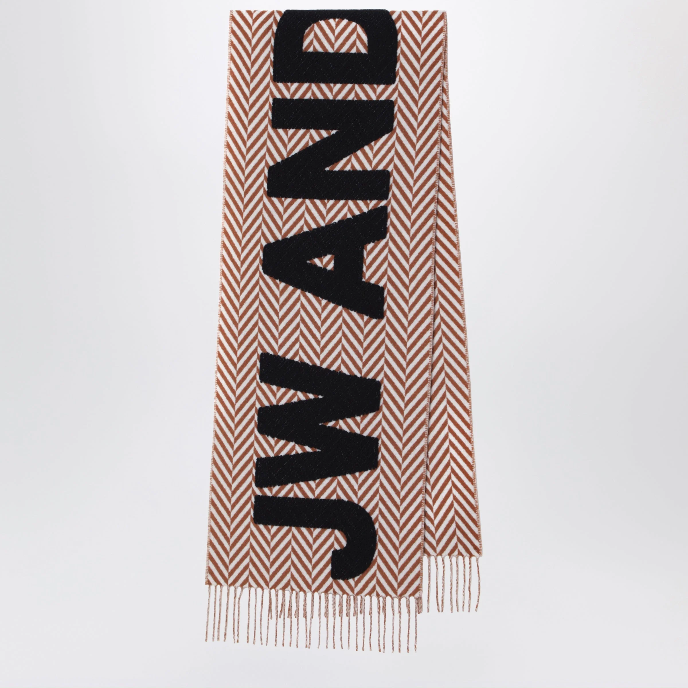 Chevron wool-blend scarf with maxi logo - 1