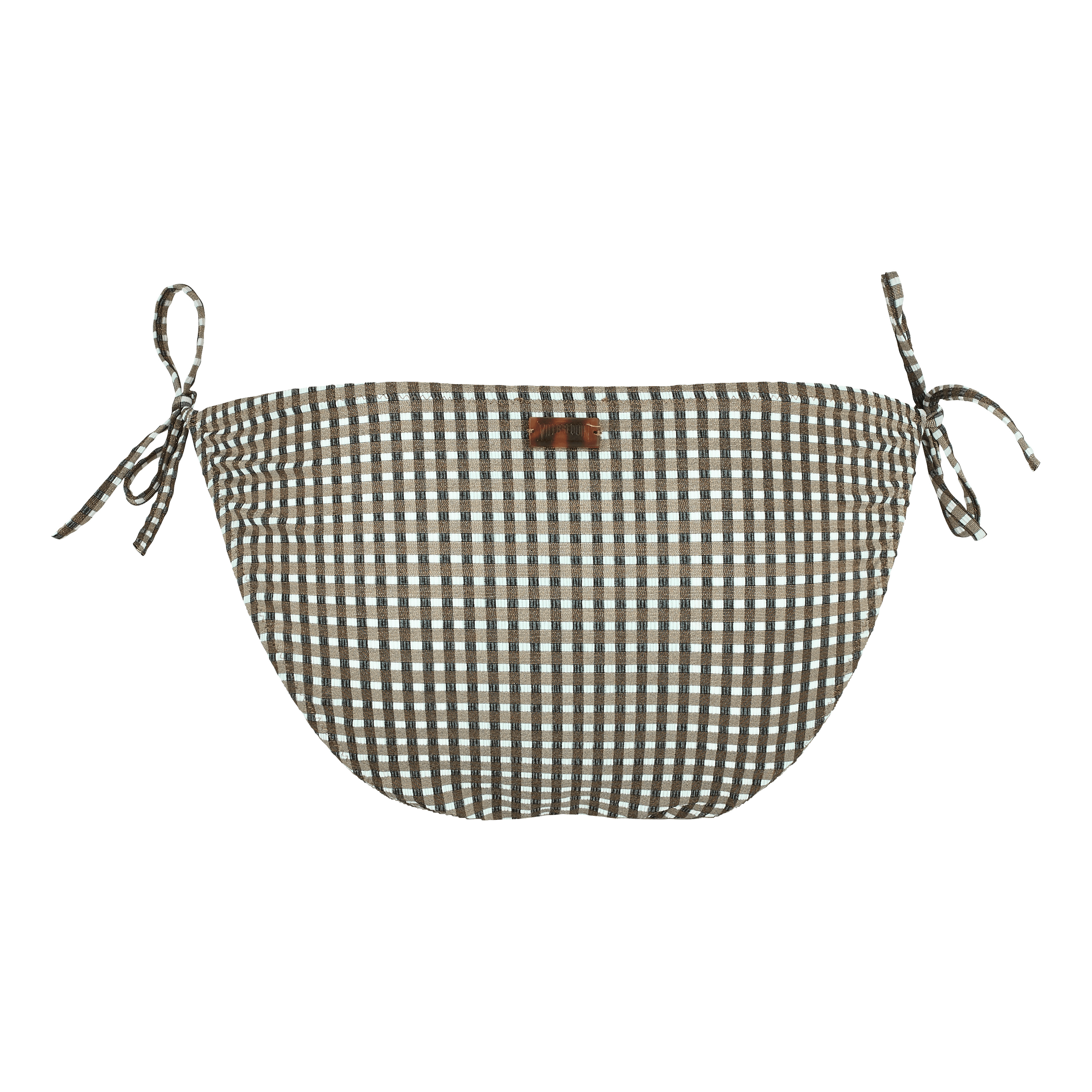 Women Bikini Bottom Mini Brief to be tied Pocket Checks - 2