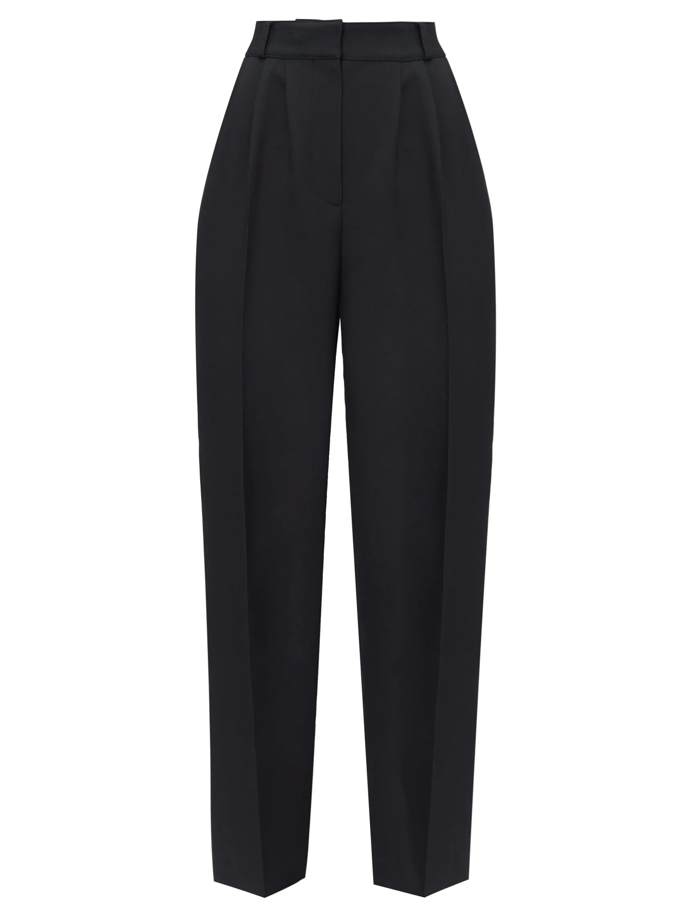 High-rise wool-blend crepe trousers - 1