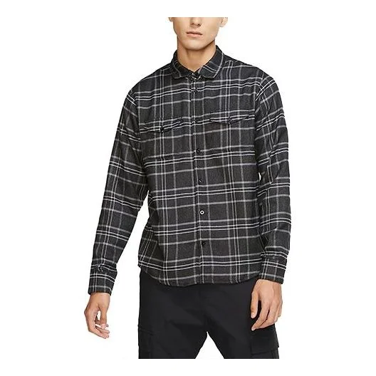 Nike SB Skateboard Plaid Skateboard Casual Shirt Jacket Black CK5316-010 - 1