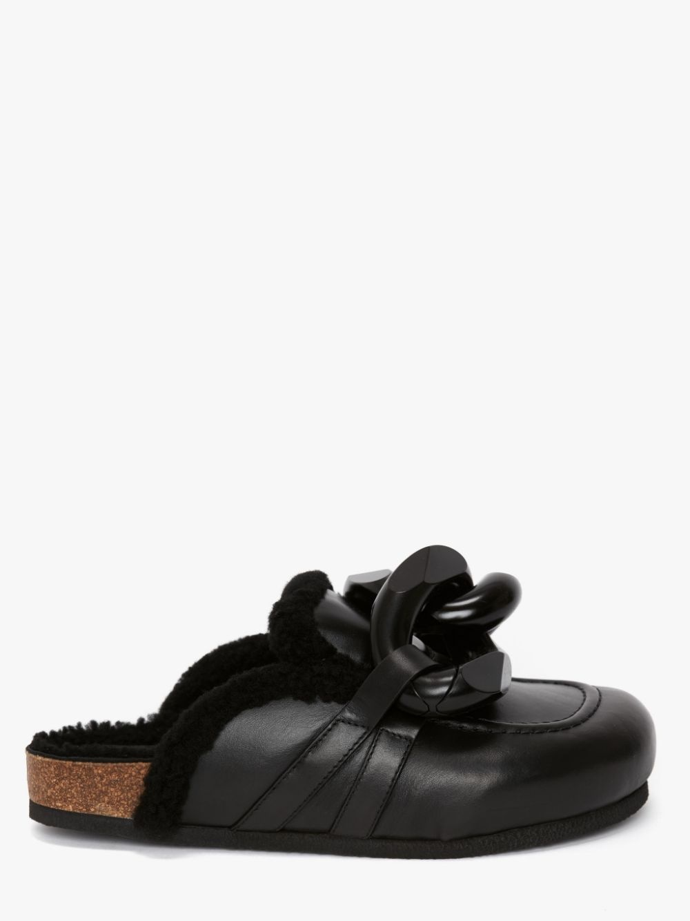 SHEARLING CHAIN LOAFER MULES - 1