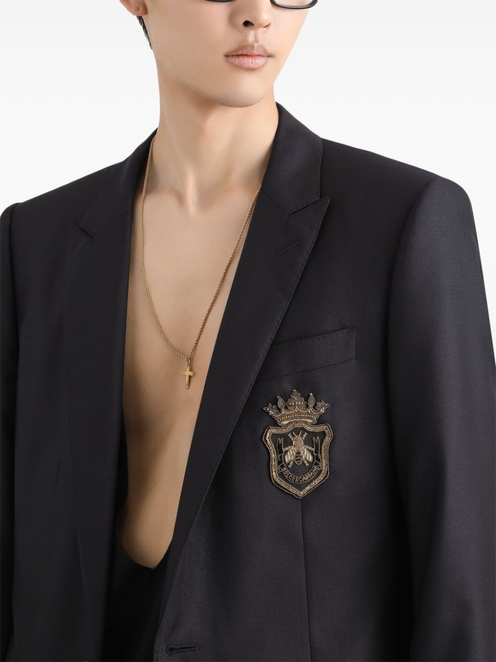 logo-appliqué blazer - 4