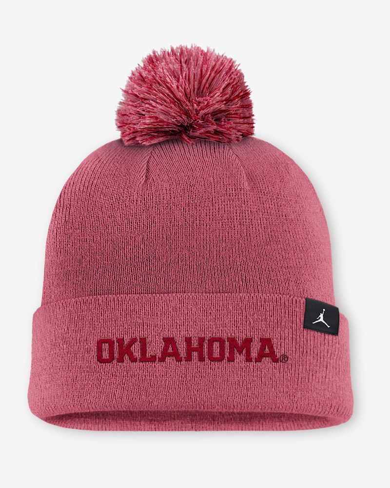 Jordan Oklahoma Primetime Campus Toned Men's Jordan Brand College Cuffed Pom Beanie outlook