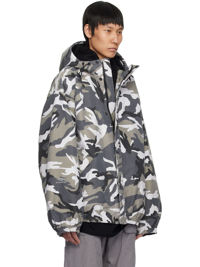 BALENCIAGA Off-shoulder Military Parka in Grey outlook