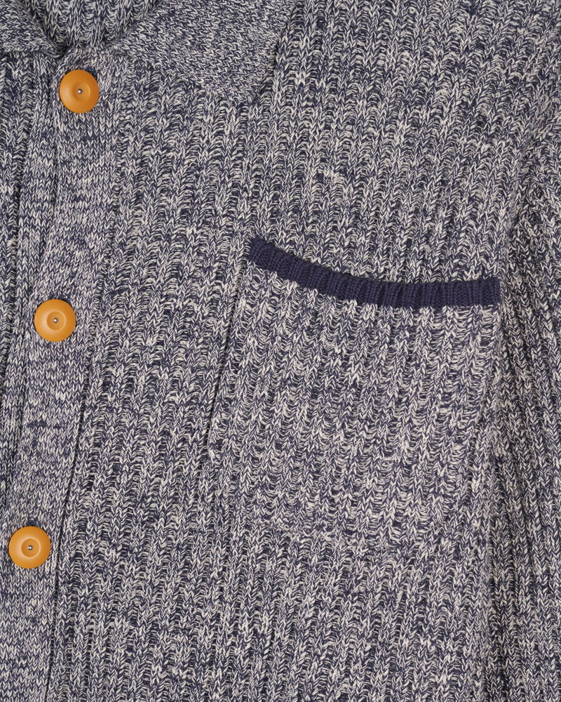 Rib Knit Button Up Sweater - Blue 3