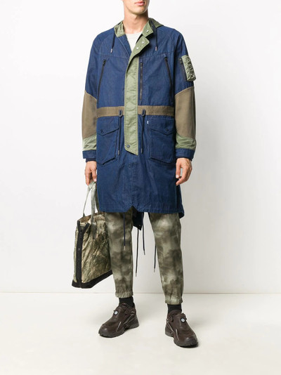 White Mountaineering colour-block parka coat outlook