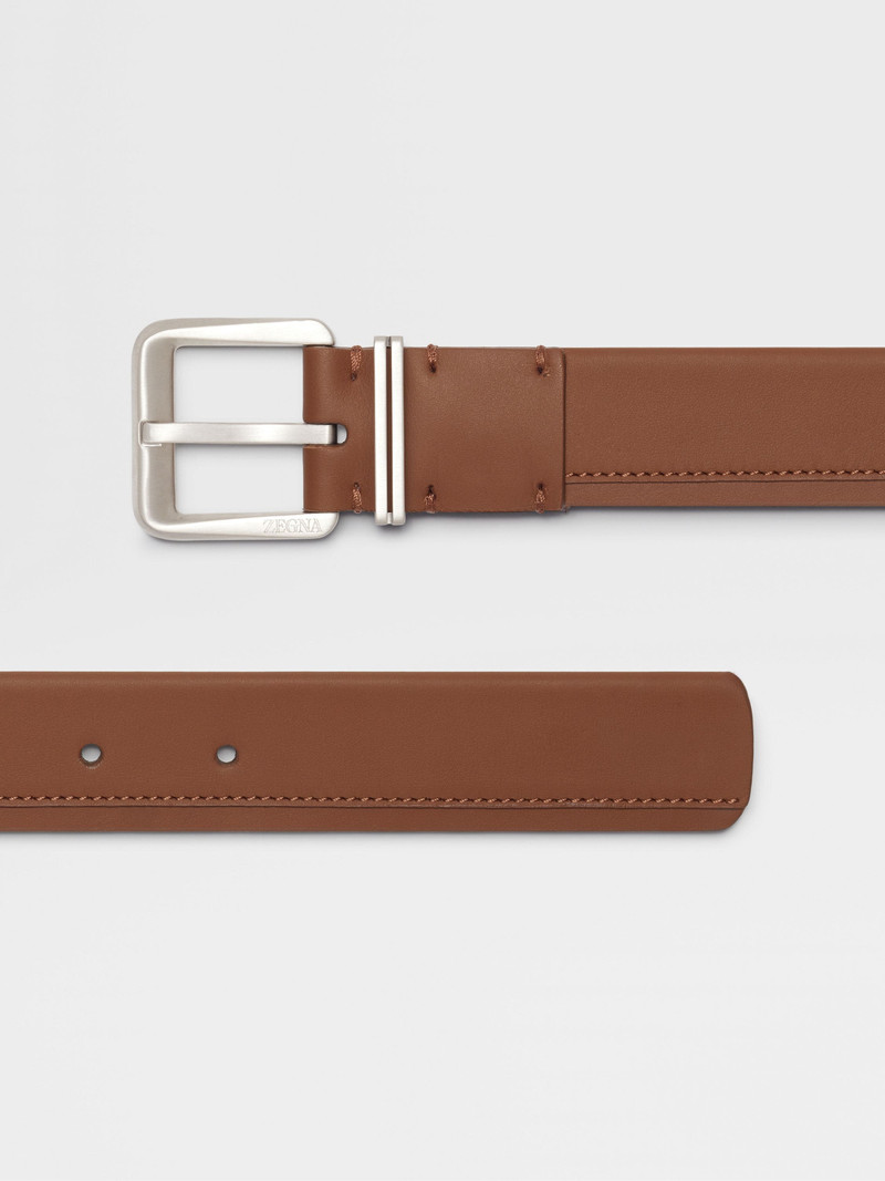 ZEGNA DARK FOLIAGE LEATHER BELT outlook