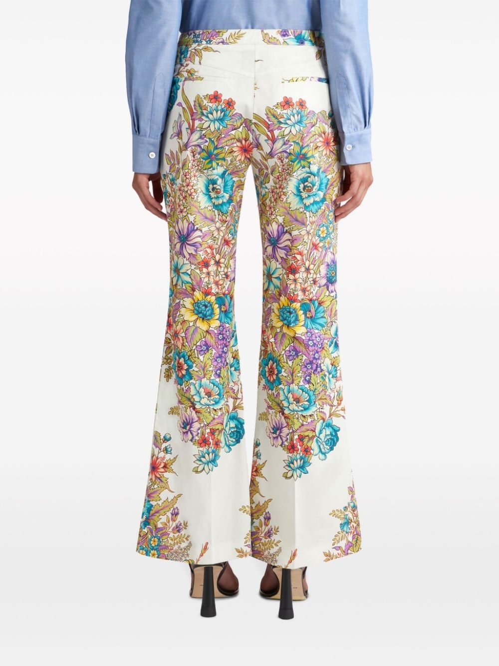 floral-print flared trousers - 4