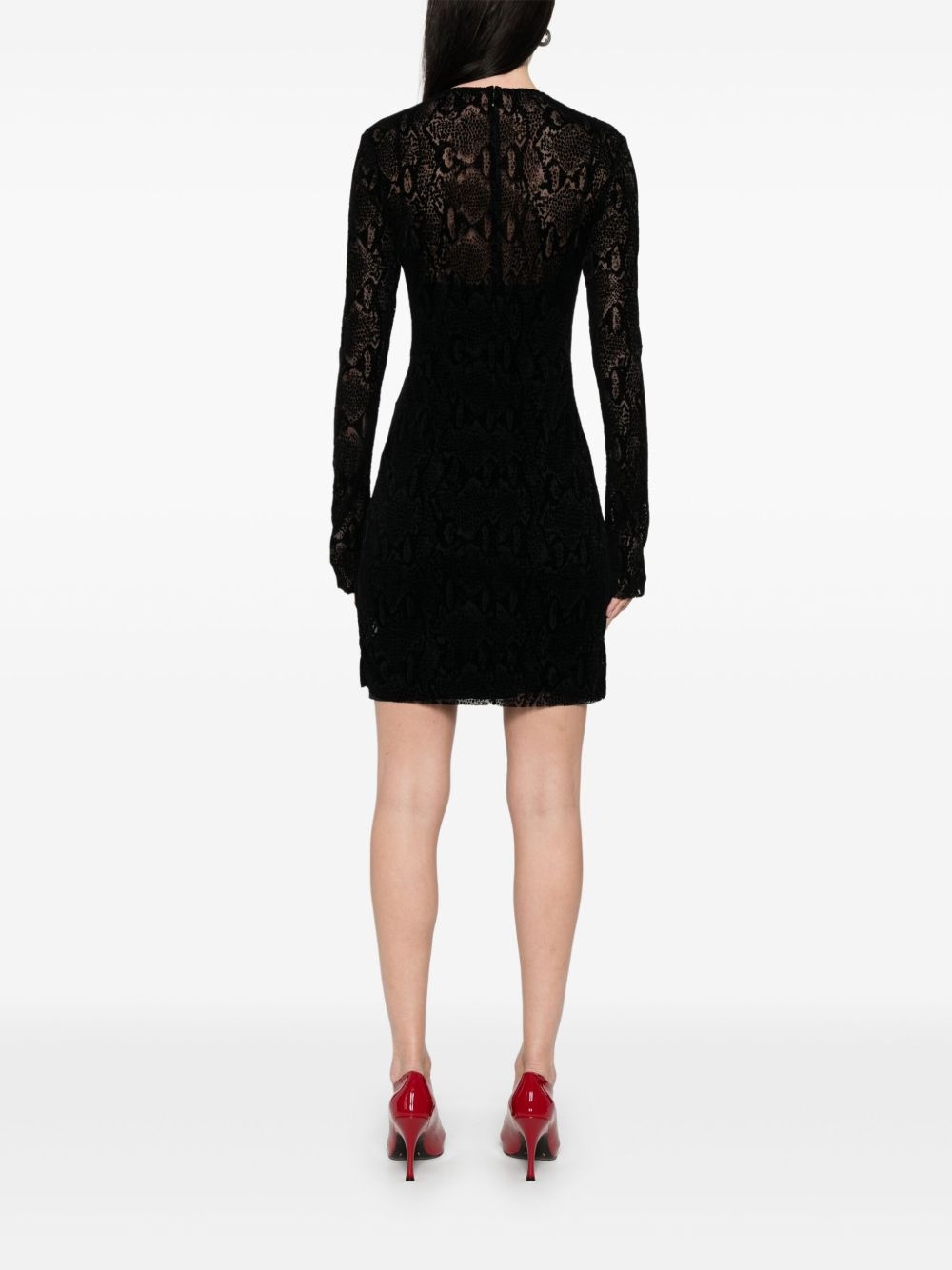 flocked mini dress - 4