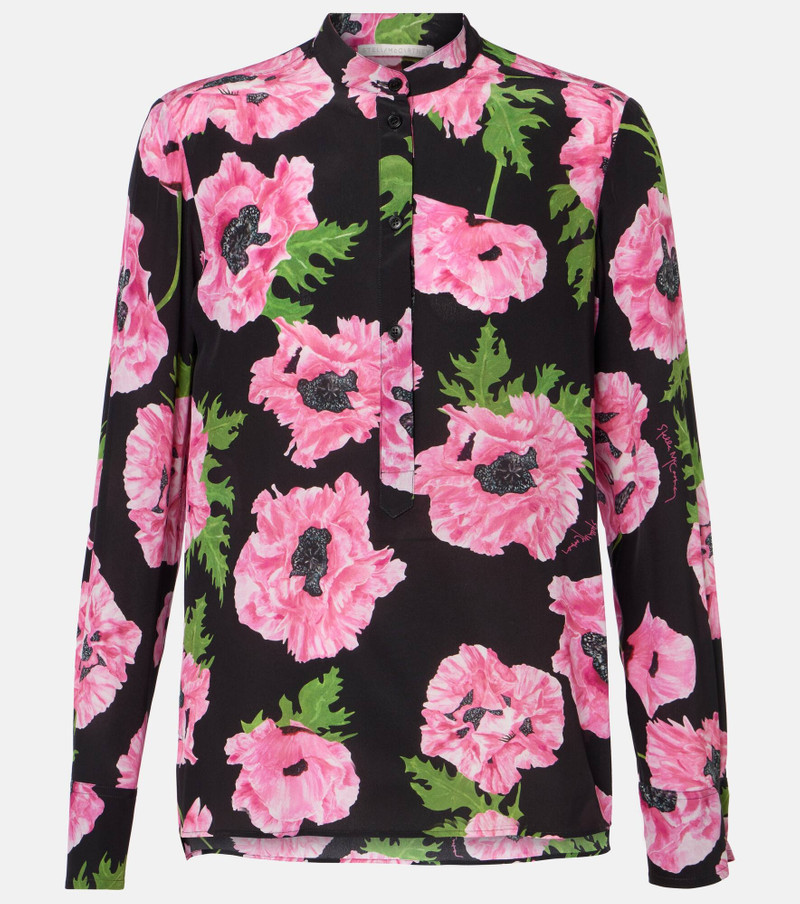 Poppy floral silk shirt - 1