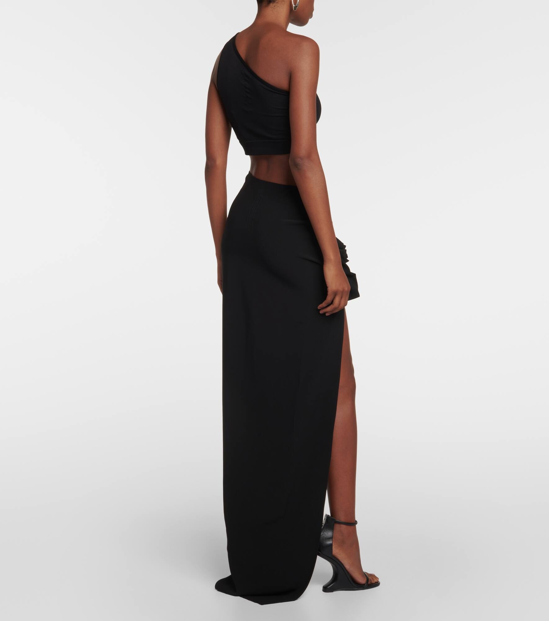 High-rise asymmetric maxi skirt - 3