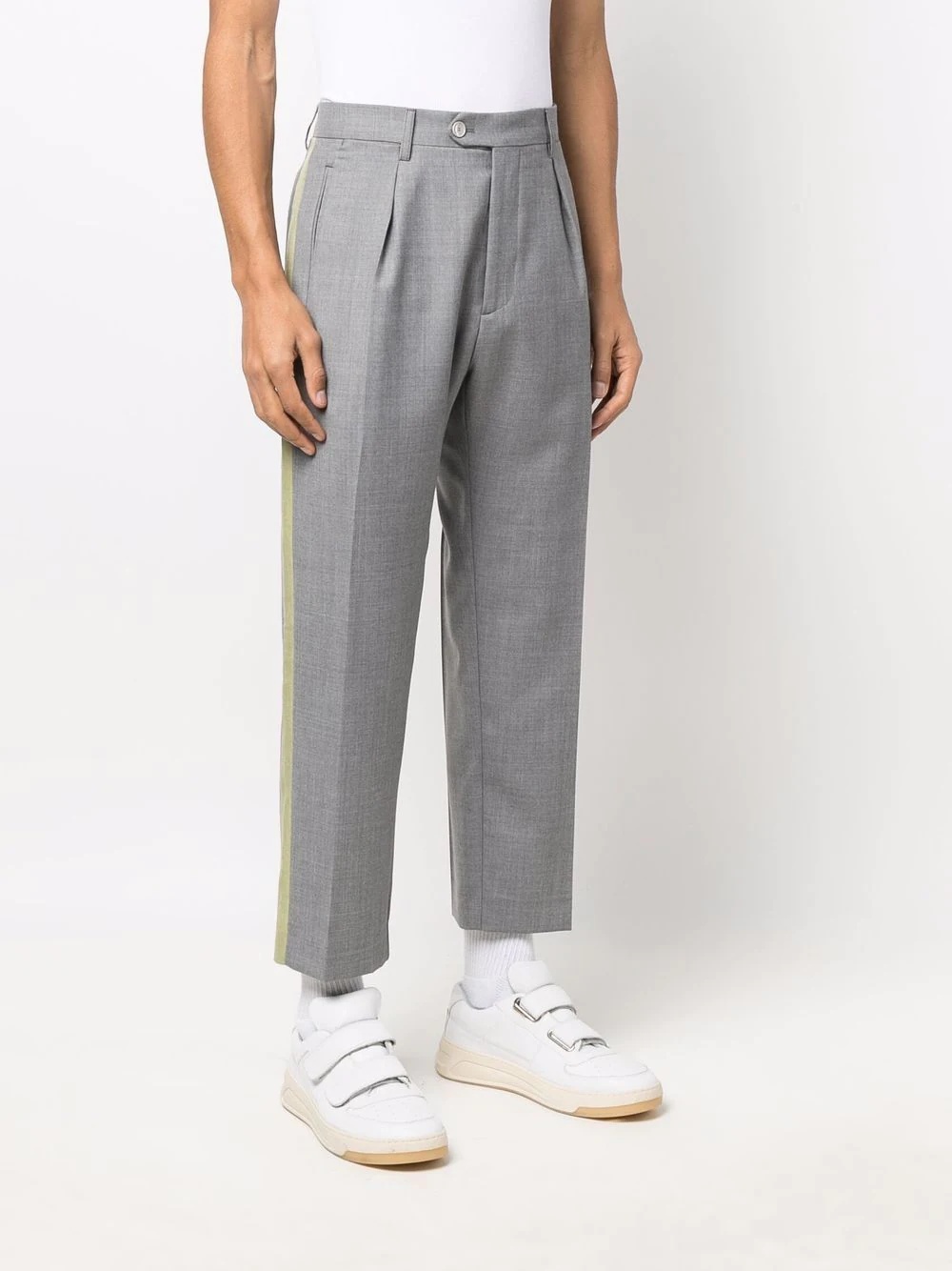 side-stripe linen trousers - 3