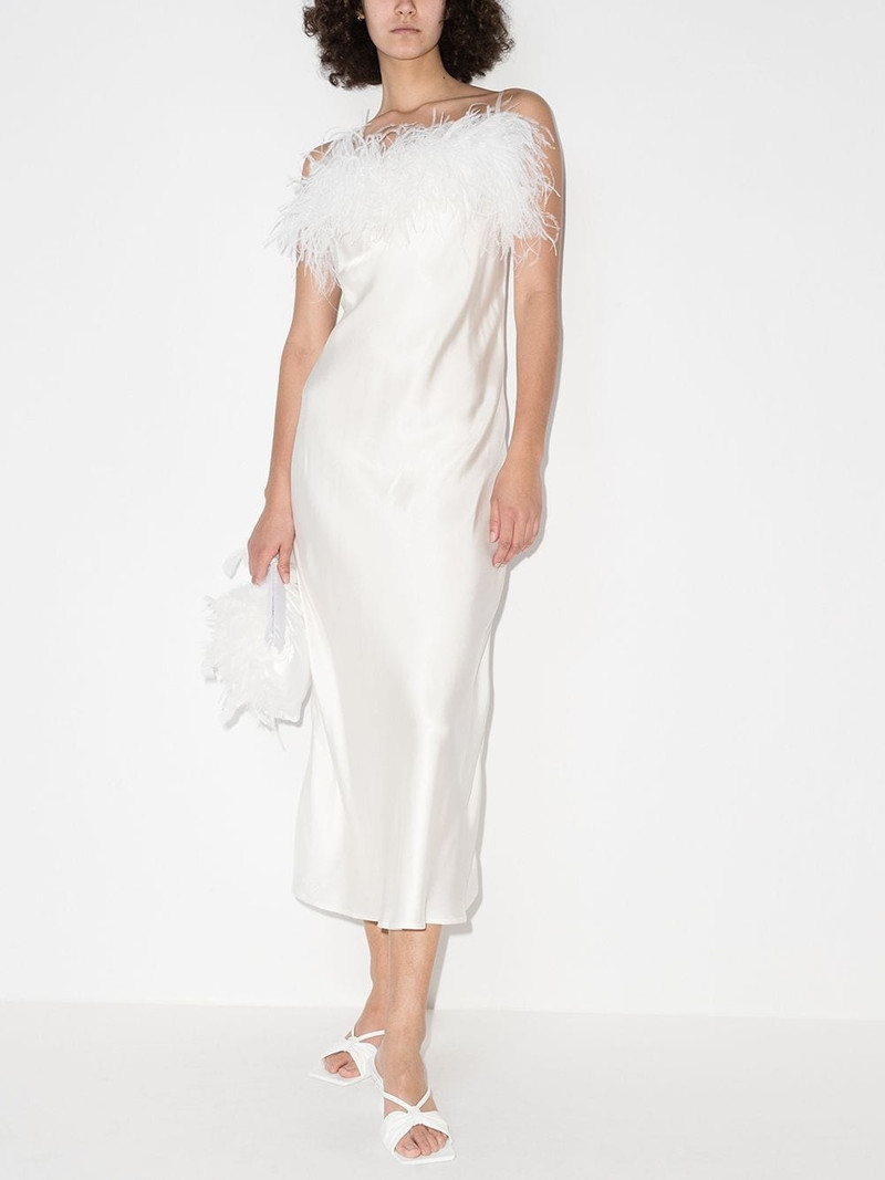 SLEEPER Boheme feather-trim slip dress outlook