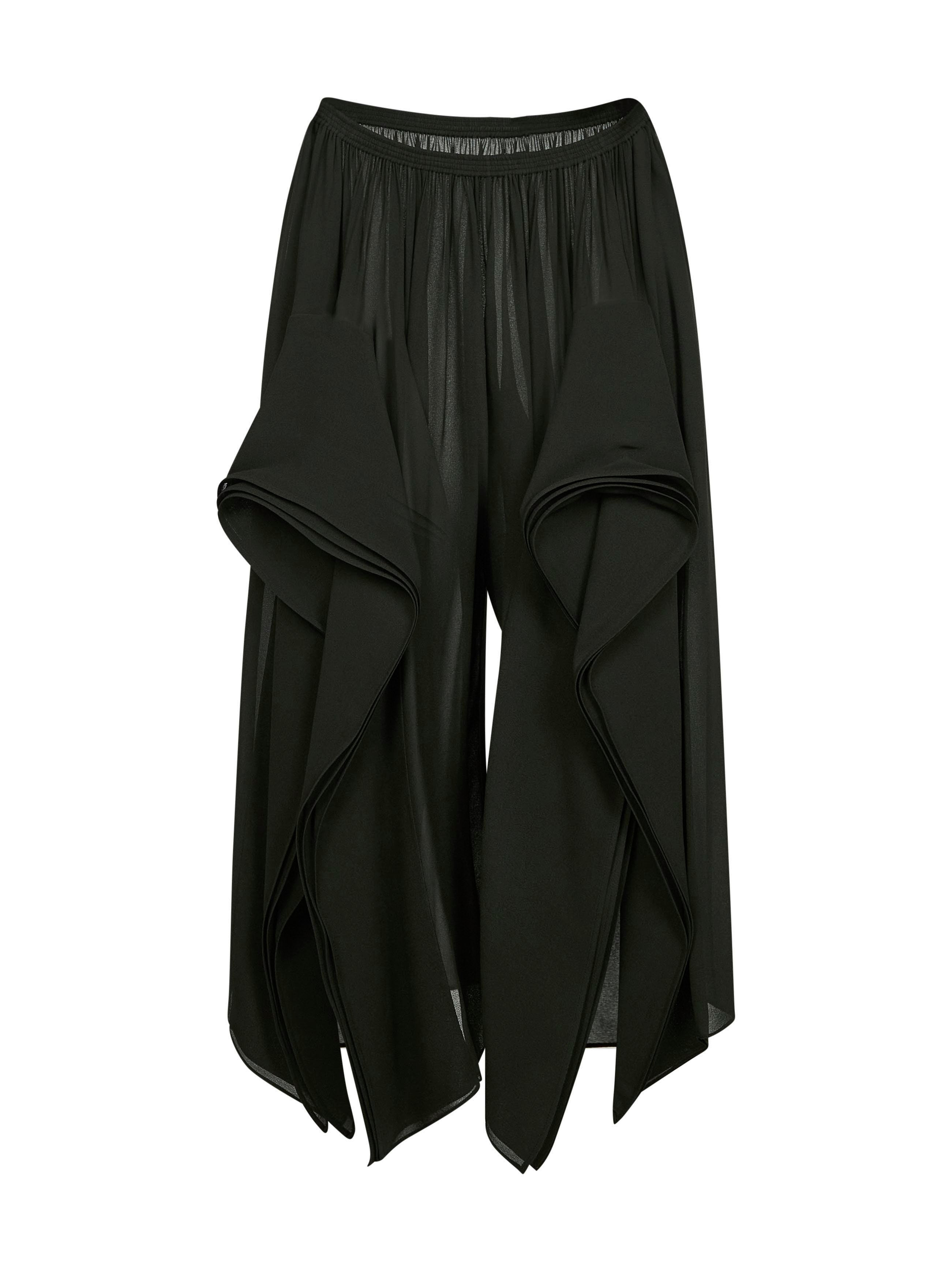 Alaïa Women Green Crêpe Georgette Ruffle Trousers - 1