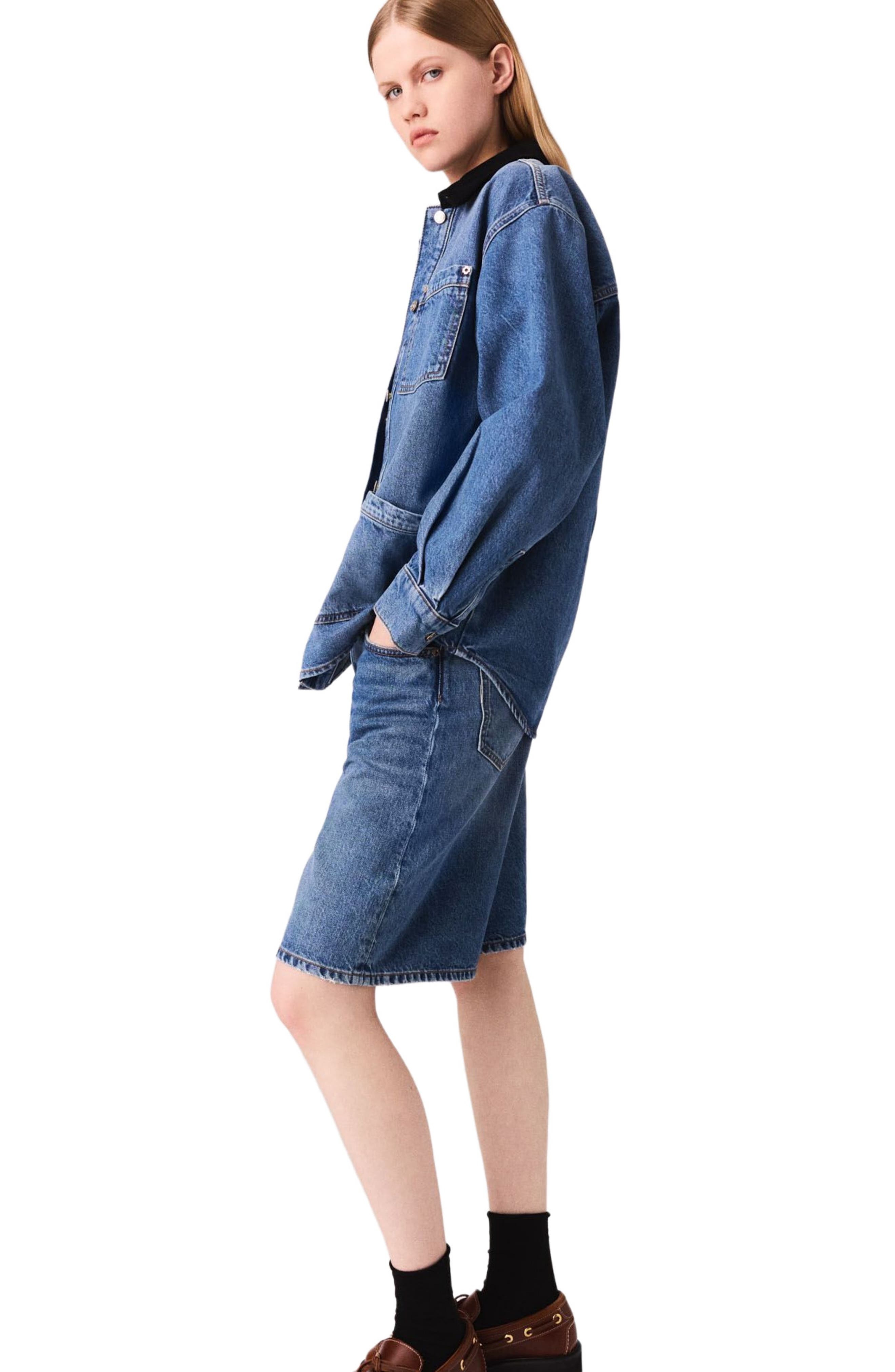 maje Faded denim jacket in Blue at Nordstrom - 3