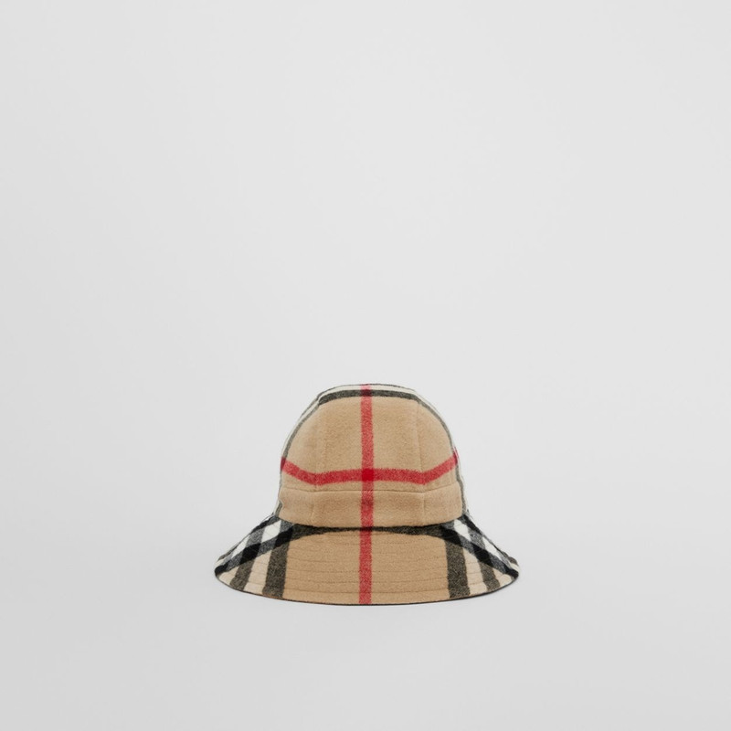Exaggerated Check Wool Bucket Hat 1