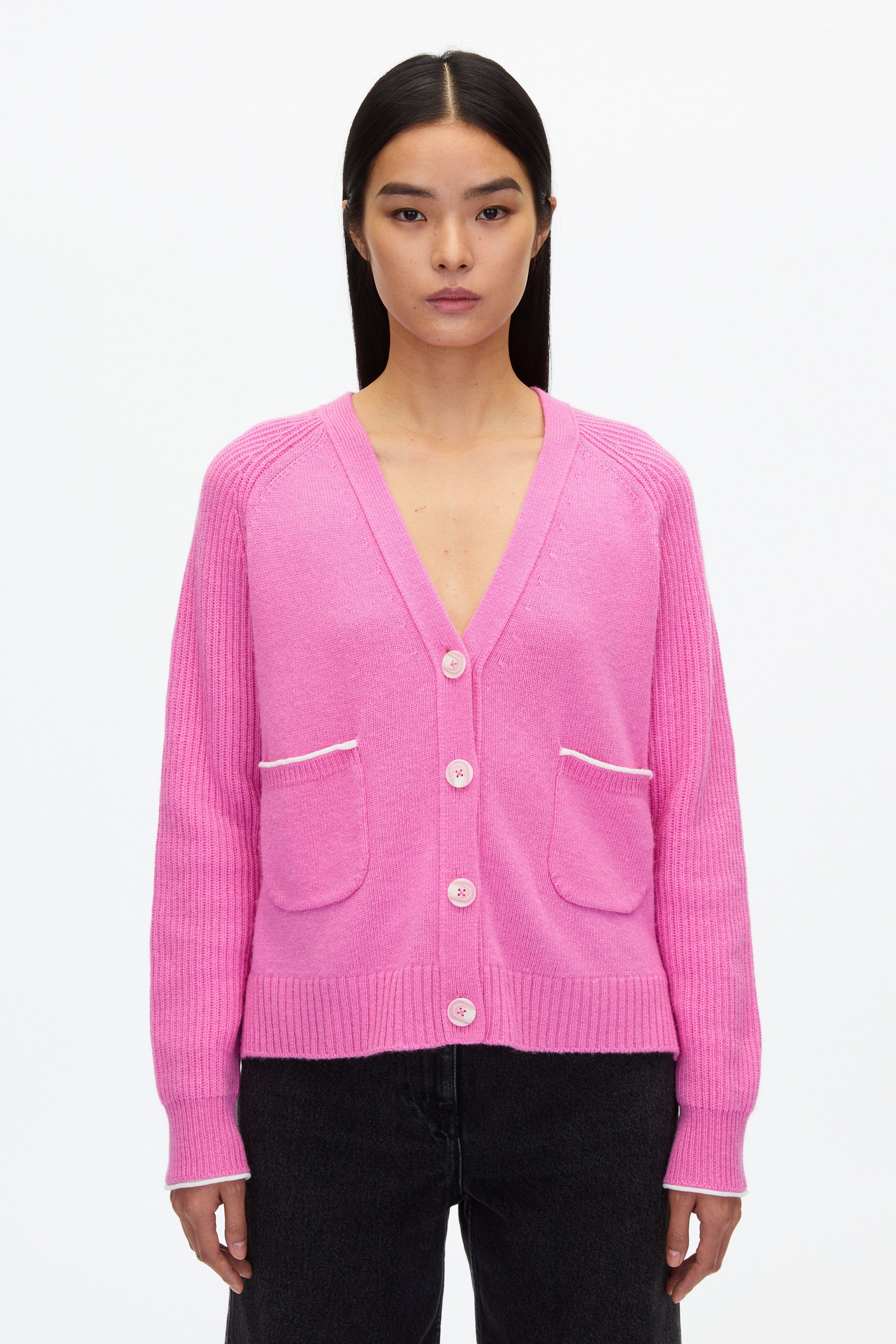 Relaxed Cardigan with Contrast Trims - 2