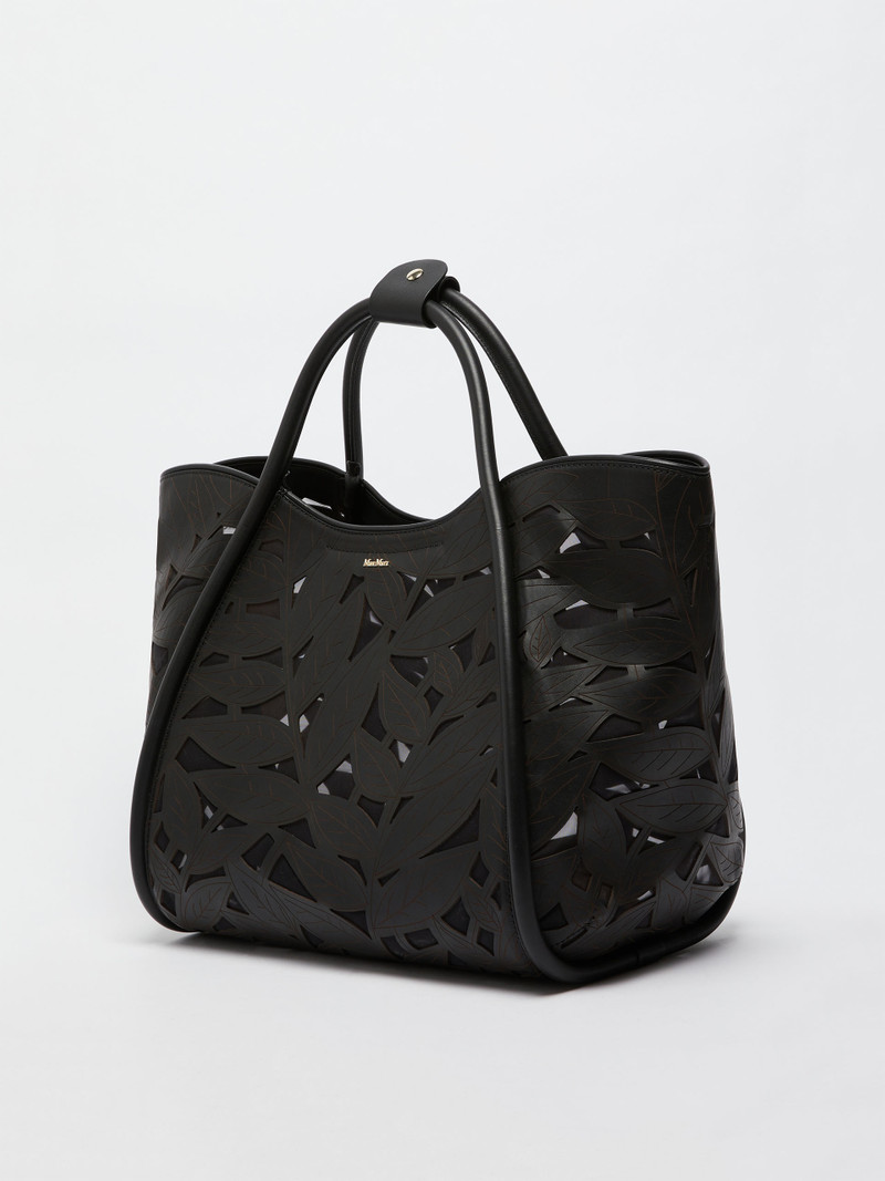 Max Mara MARINELEAF Marine tote bag in carved leather outlook
