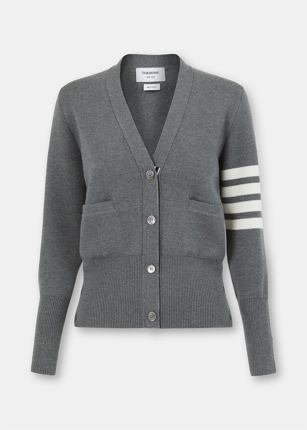 Medium Grey 4-Bar Knitted Cardigan - 1