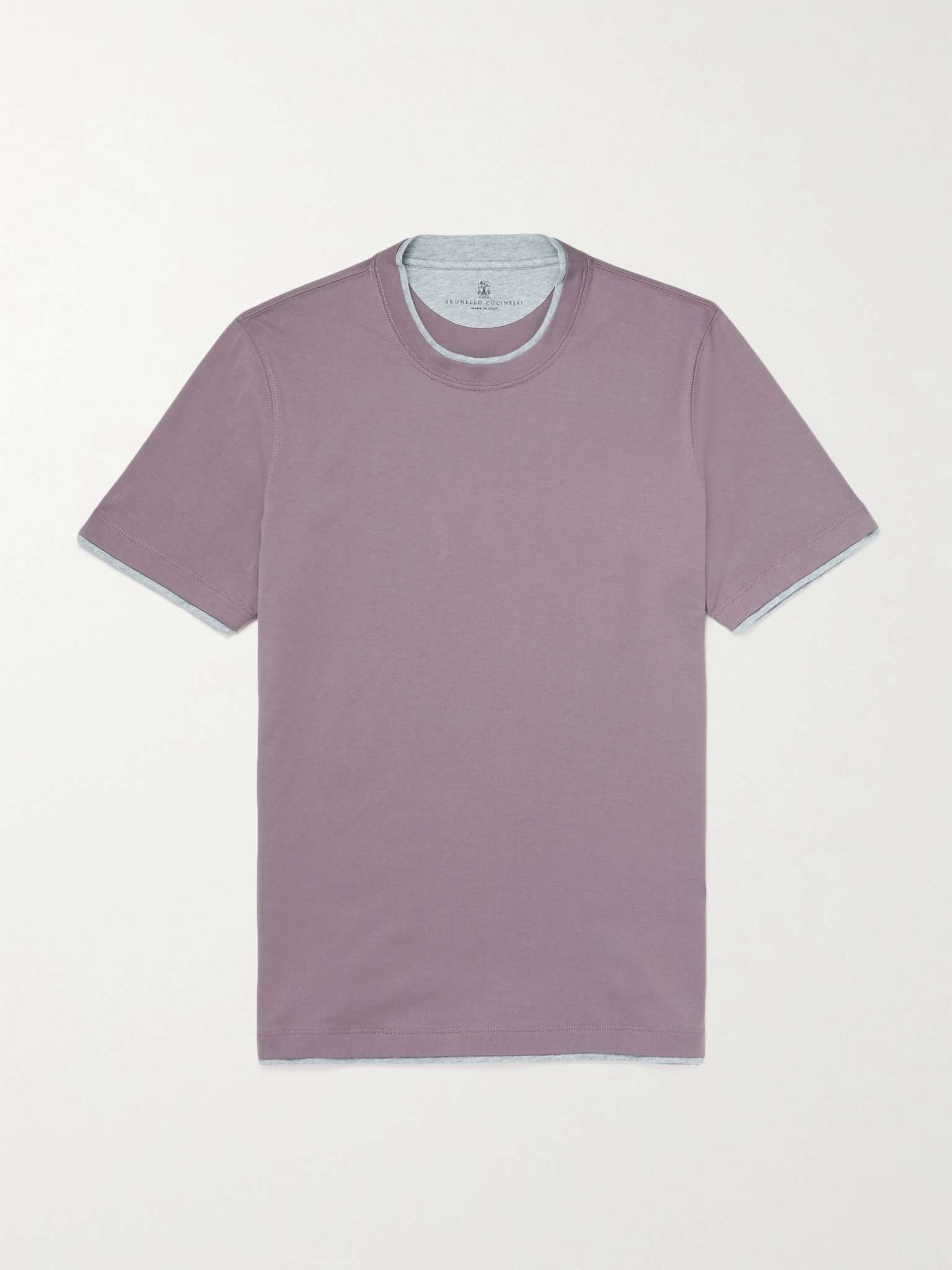 Slim-Fit Layered Cotton-Jersey T-Shirt - 1