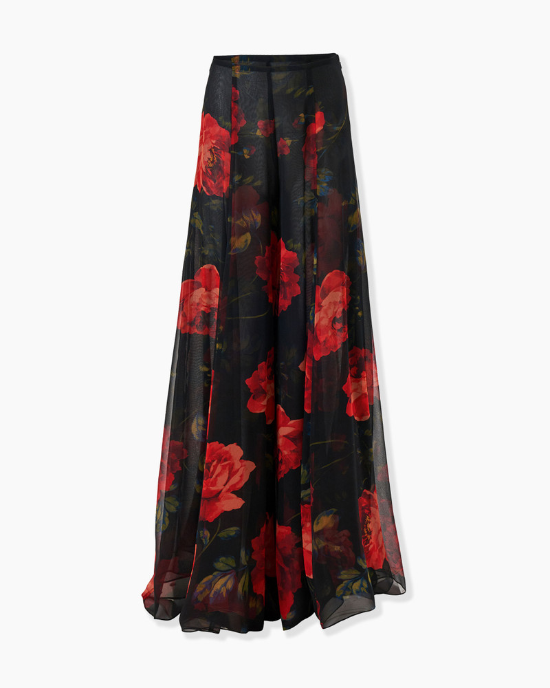 Rose-Print Extra-Wide-Leg Iris Pants 1