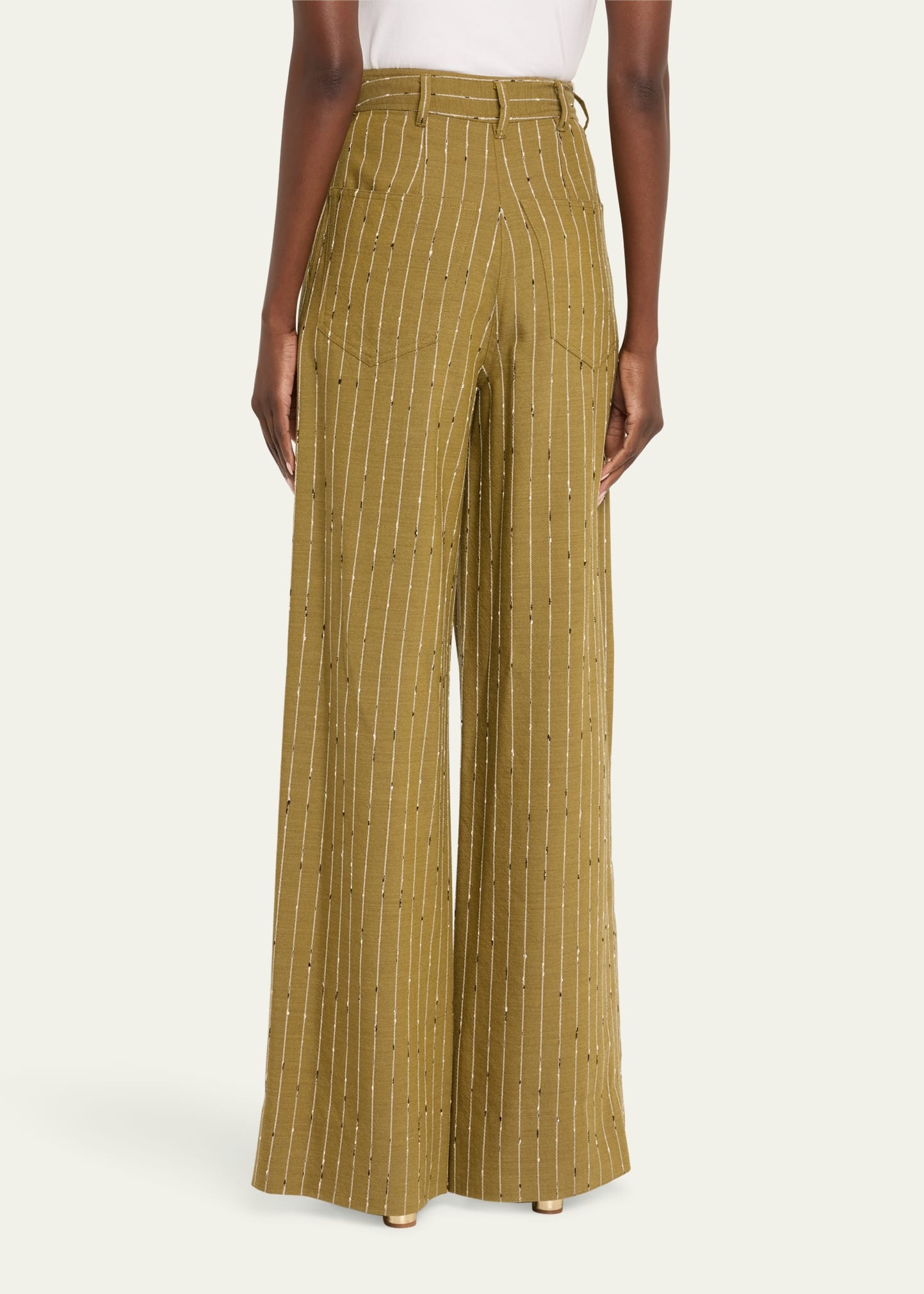 Sylvie Wide-Leg Pinstripe Pants - 3