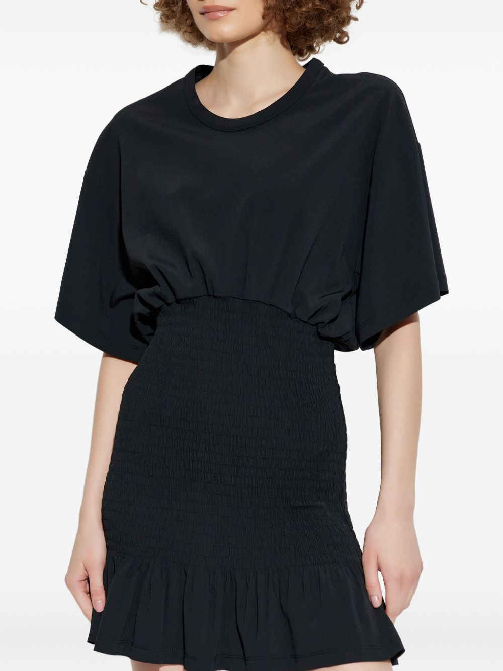 smocked ruffled mini dress - 3