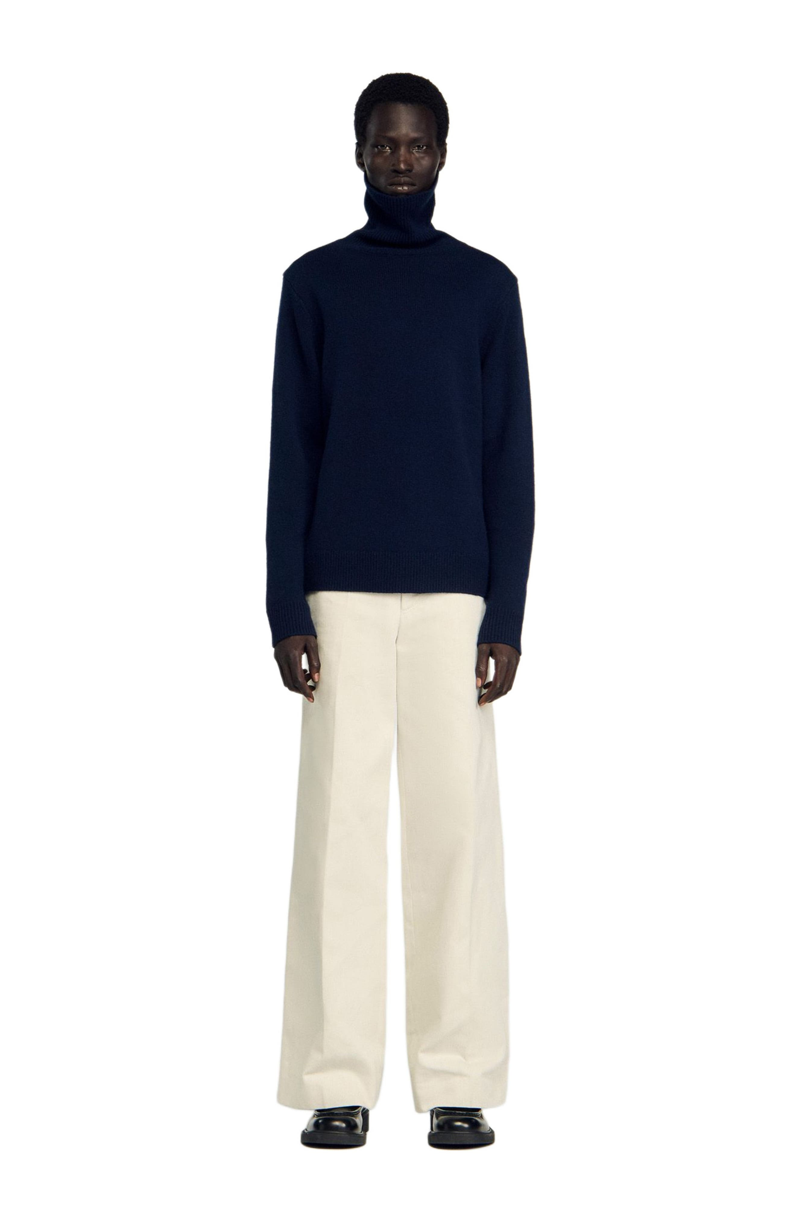 SANDRO Wool and cashmere turtleneck sweater in Midnight Blue at Nordstrom - 2