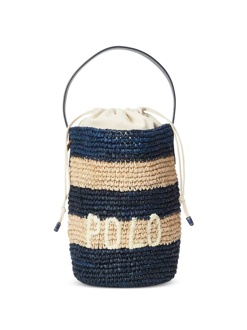 small logo raffia bucket bag - 1