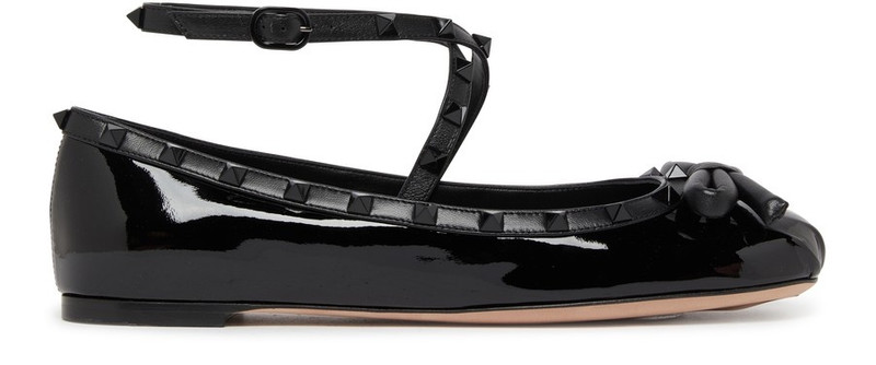 Rockstud leather ballet flats - 1
