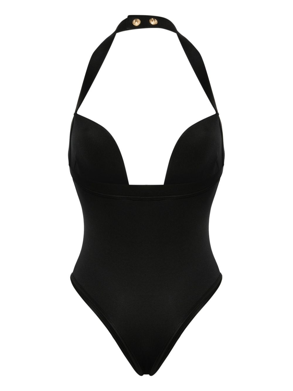 plunging halterneck swimsuit - 2
