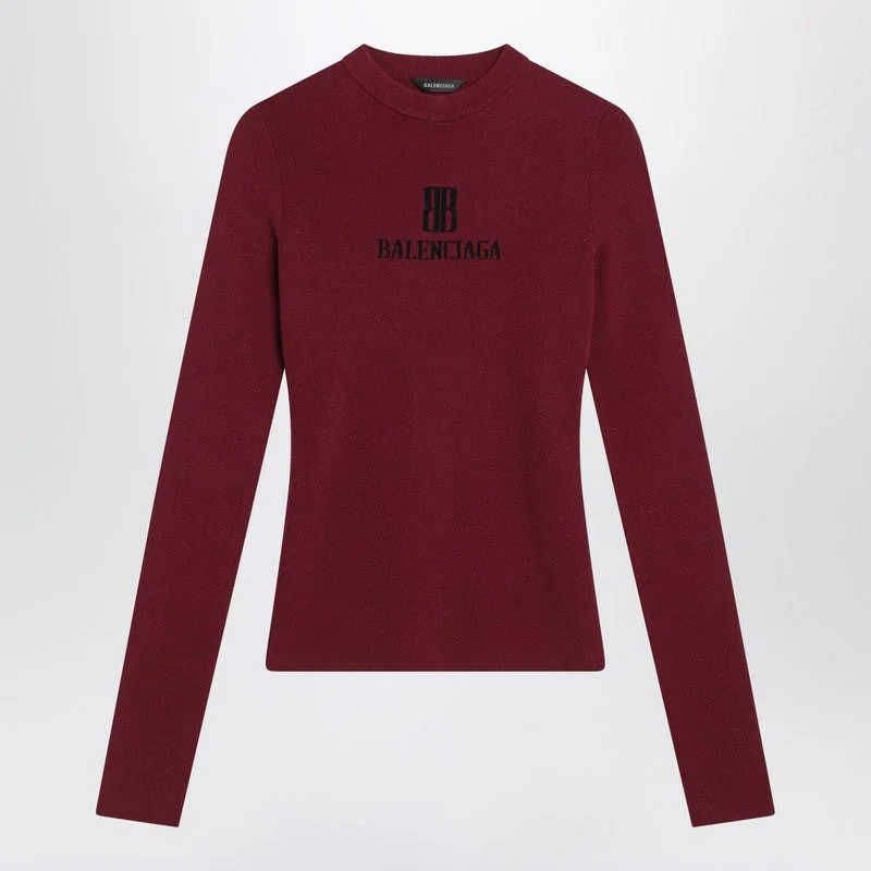 Balenciaga Ribbed Burgundy Nano Bb Sweater Women - 1