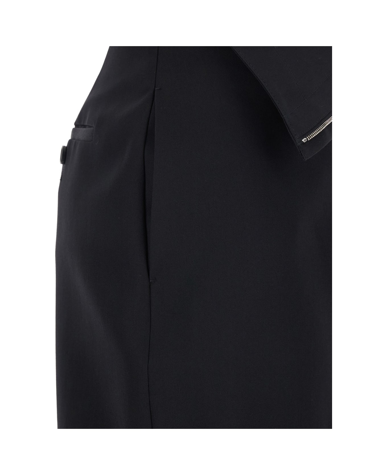 Black Skirt With Foldover Waist And Rear Single Slit In Wool Woman - 3