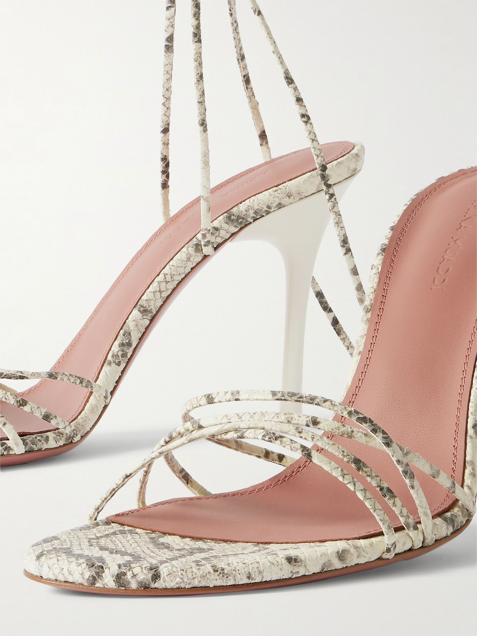 Lori lace-up snake-effect leather sandals Snake print - 4