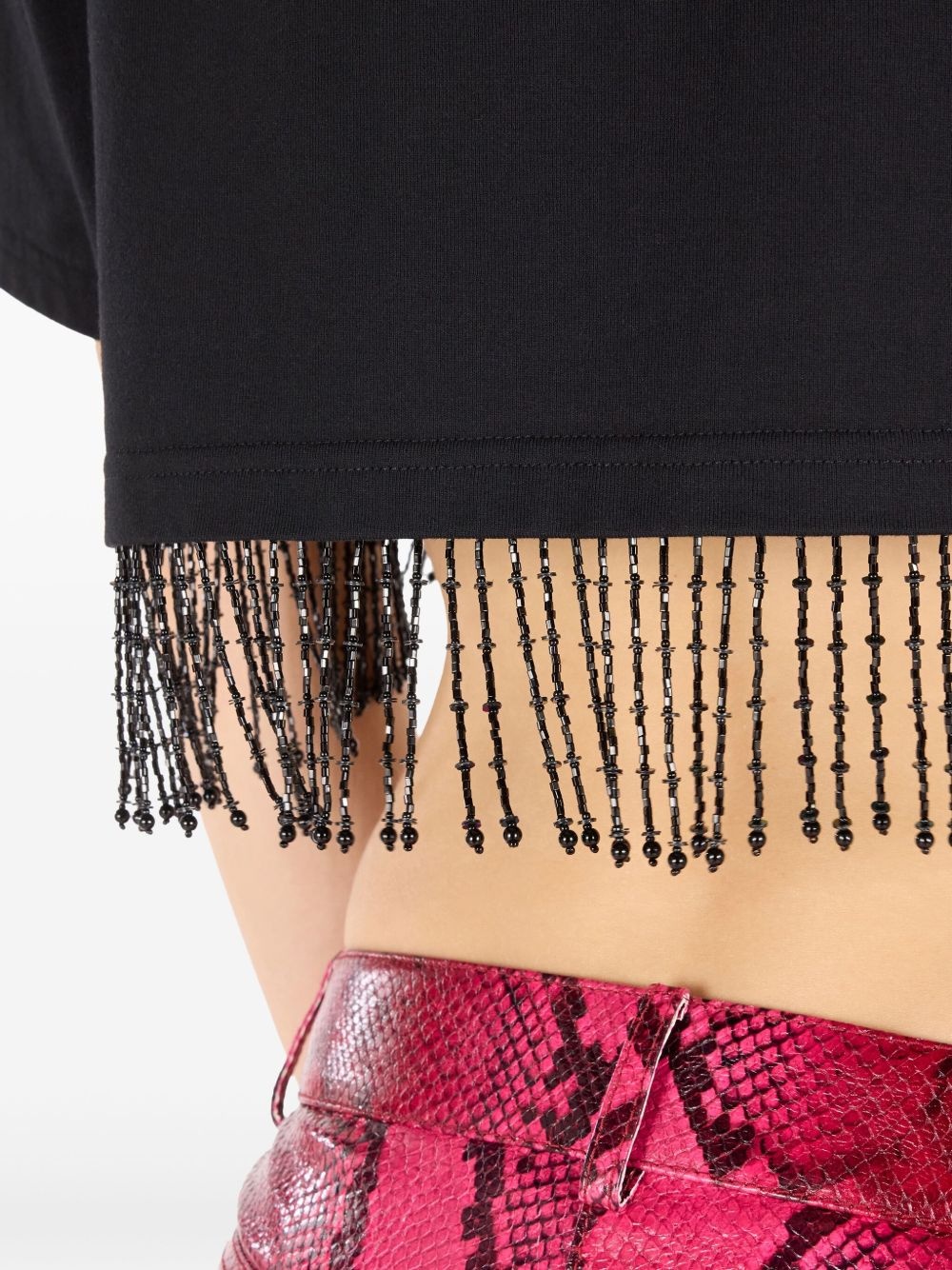 beaded-fringe crop top - 6