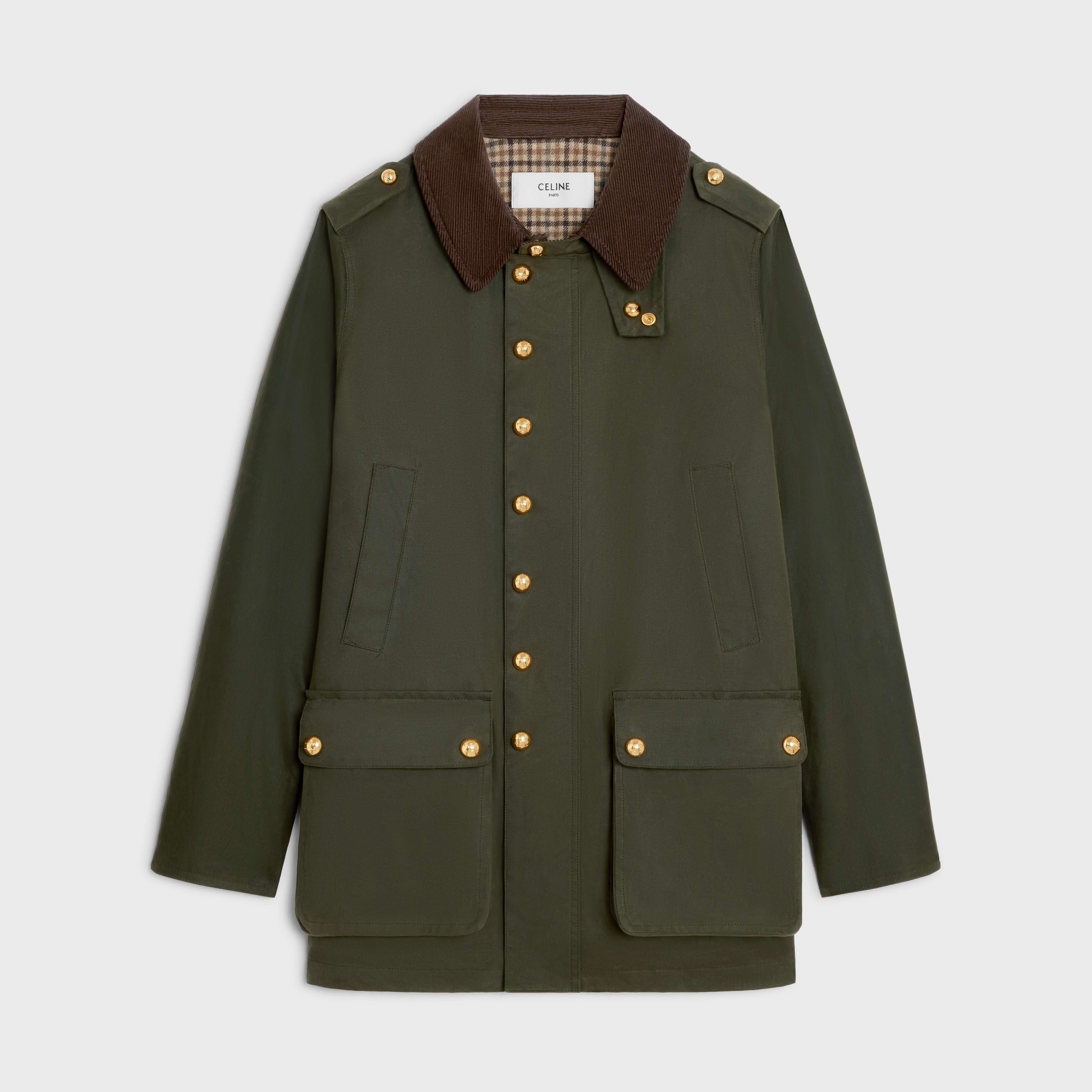 コート CELINE | HUNTING JACKET IN WAXED FABRIC 2W960129P.02ZK CELINE | HUNTING JACKET IN WAXED FABRIC 2W960129P.02ZK