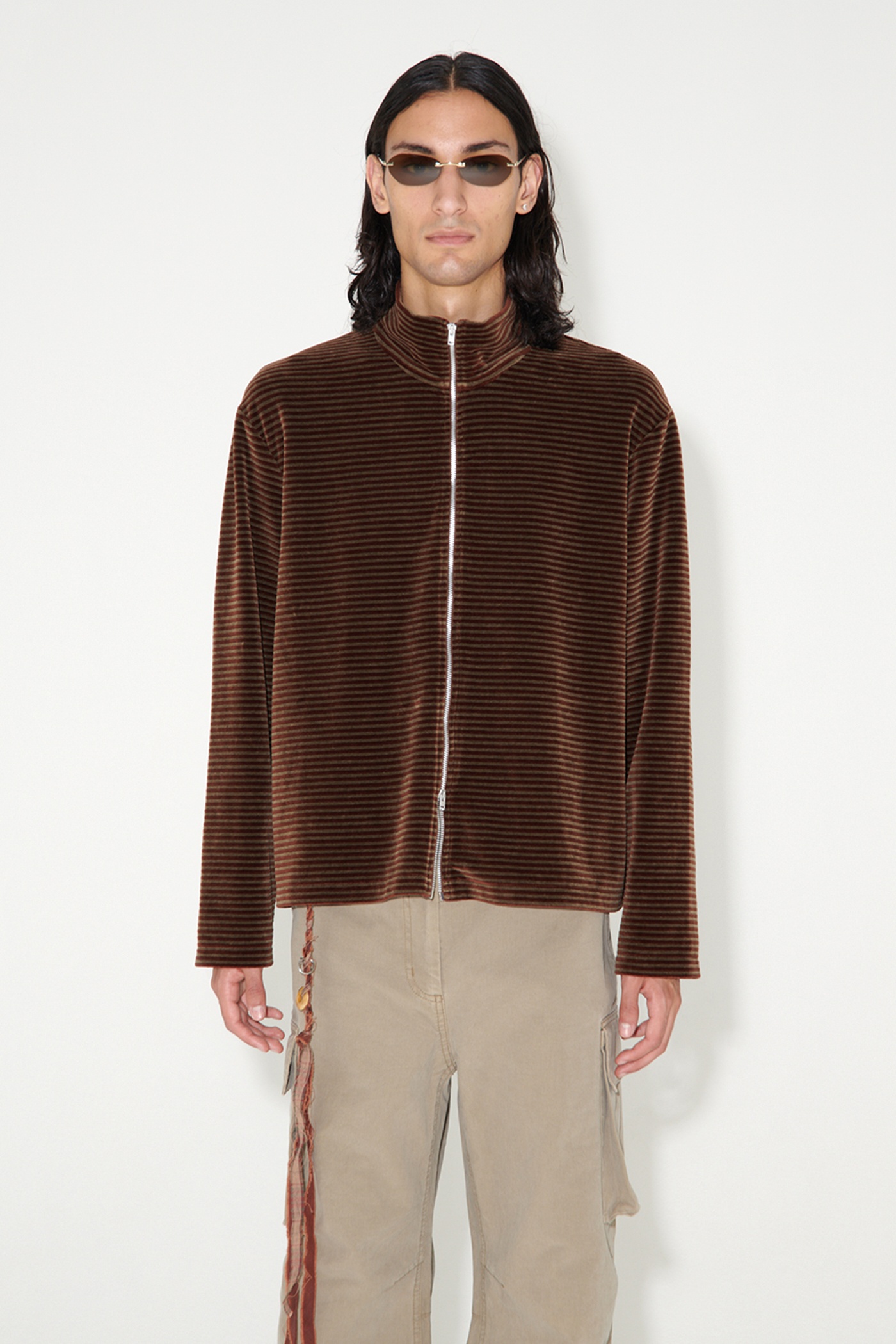 Shrunken Fullzip Polo Scoobie Stripe Velour - 3