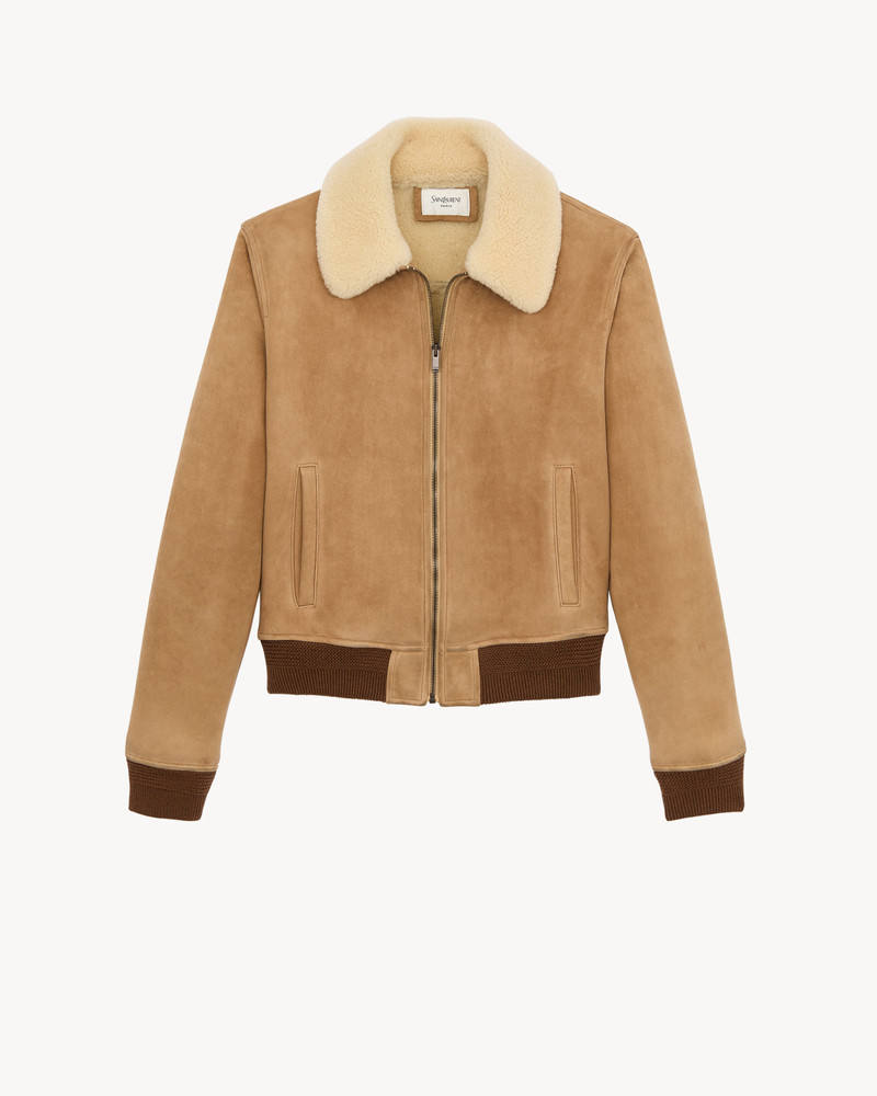 SAINT LAURENT BOMBER JACKET IN SUEDE AND SHEARLING outlook