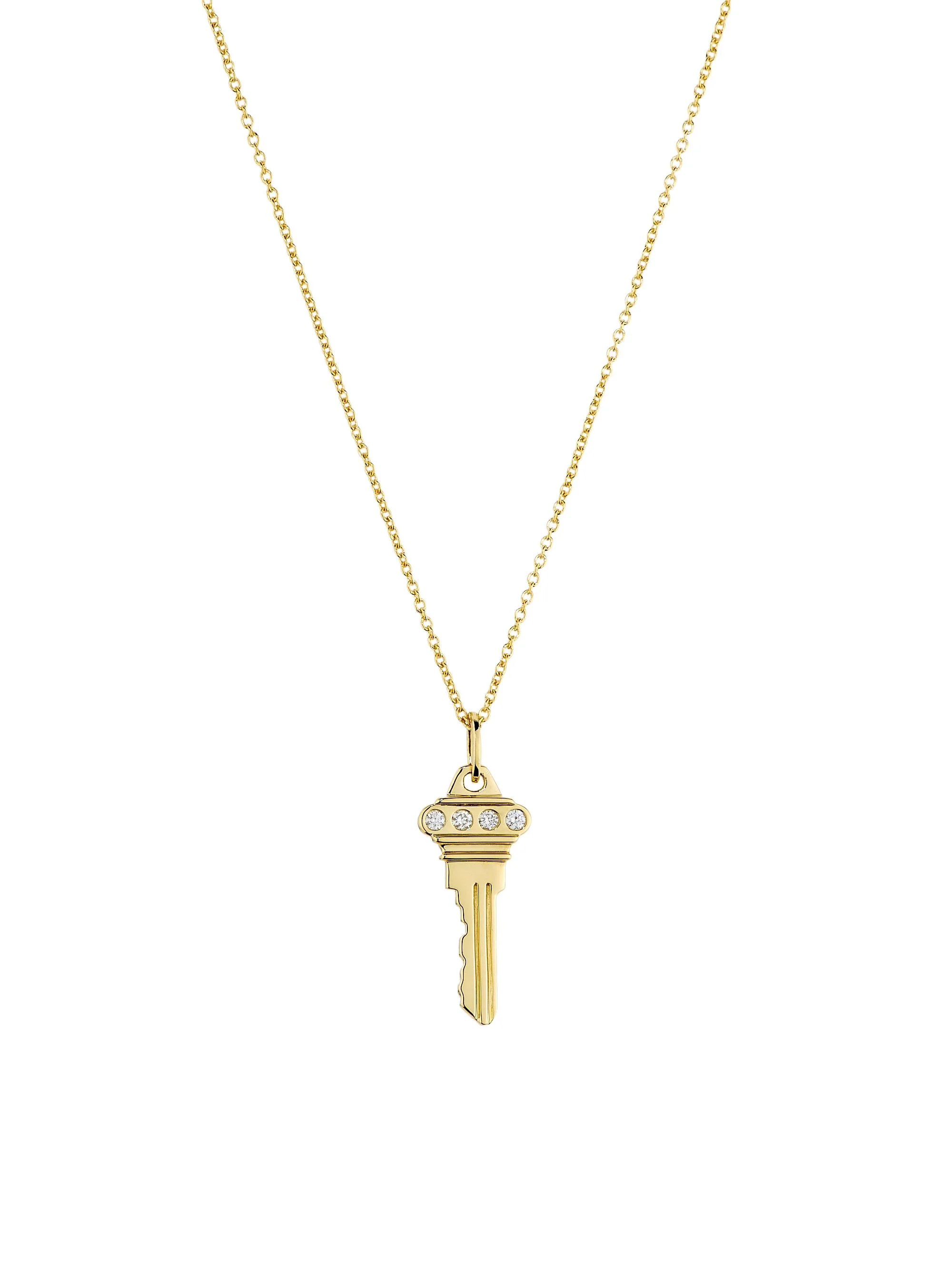 Women's Key 18K Yellow Gold & 0.05 TCW Diamond Necklace - Yellow Gold - 1