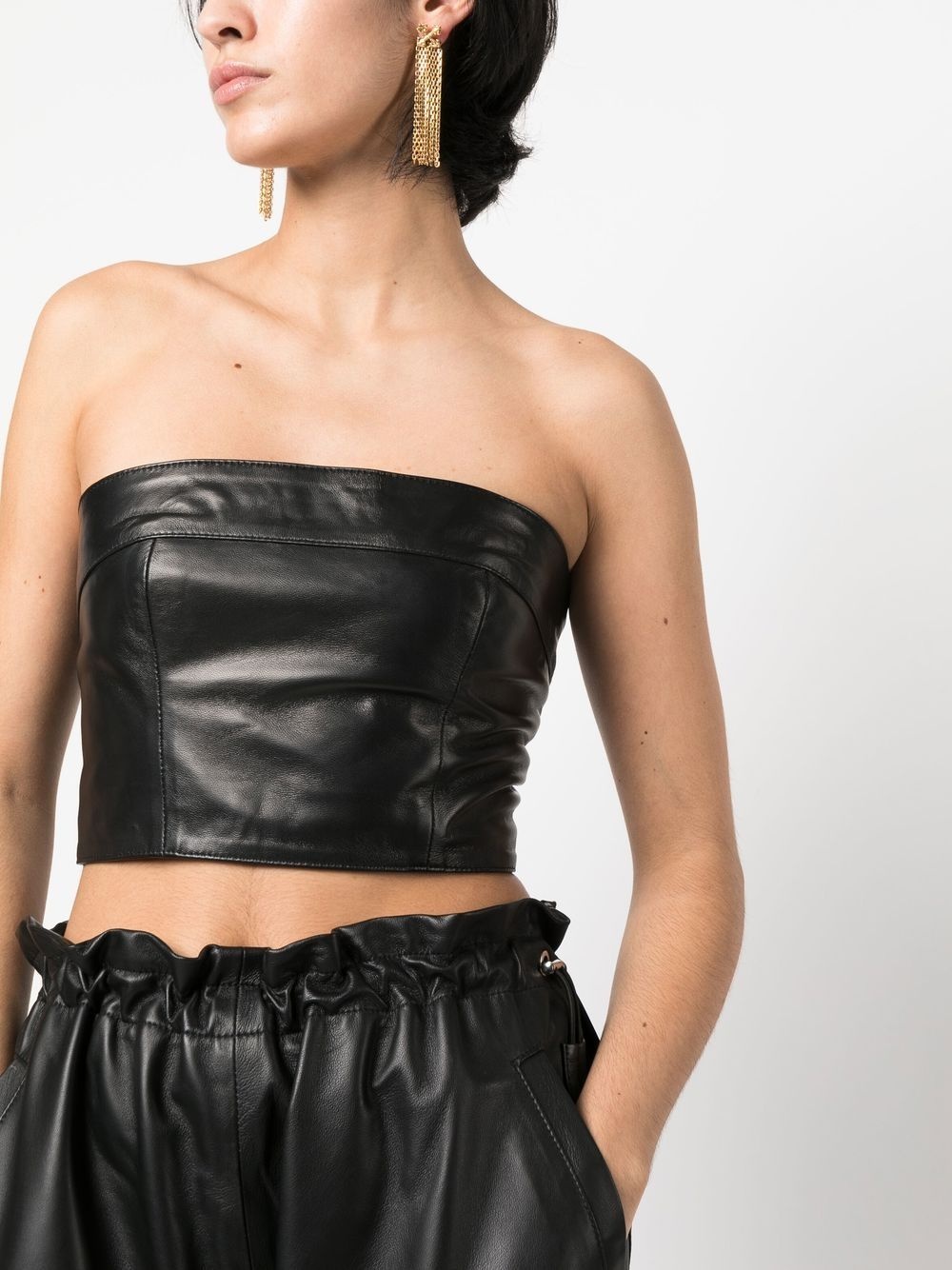 cropped leather top - 5