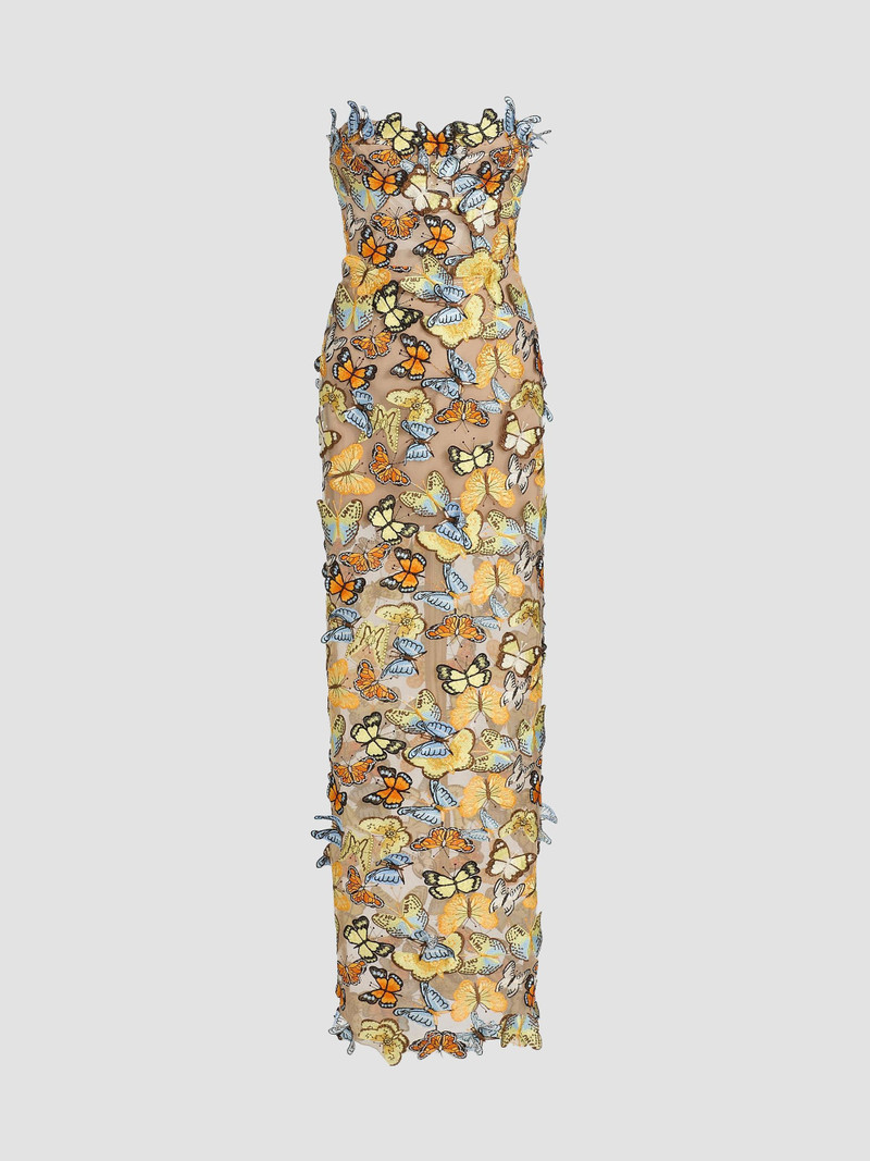Women's Bella 3D Butterfly Dahlia Strapless Gown - Multi 1
