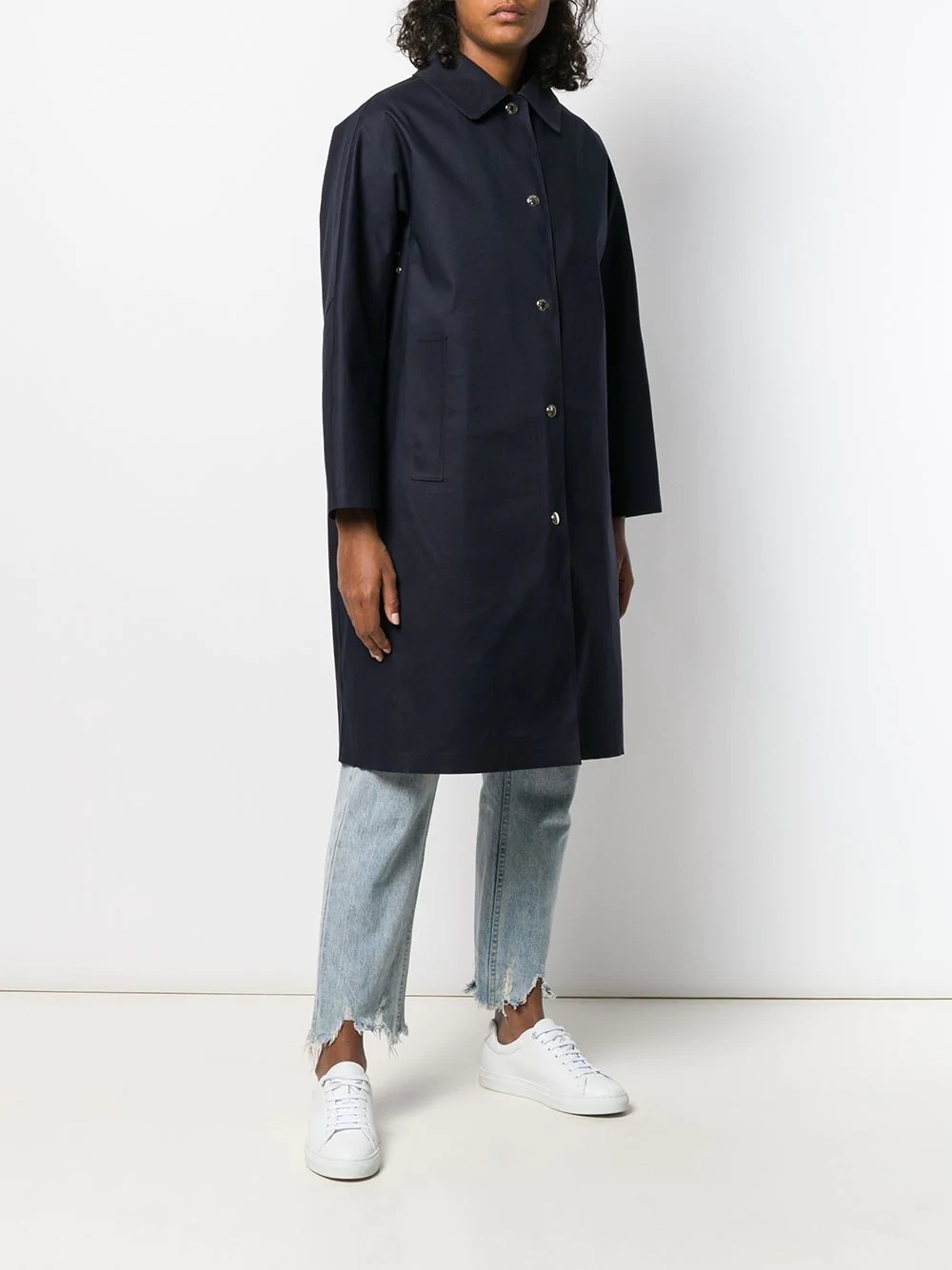 FAIRLIE Navy Bonded Cotton Coat | LR-079D - 3