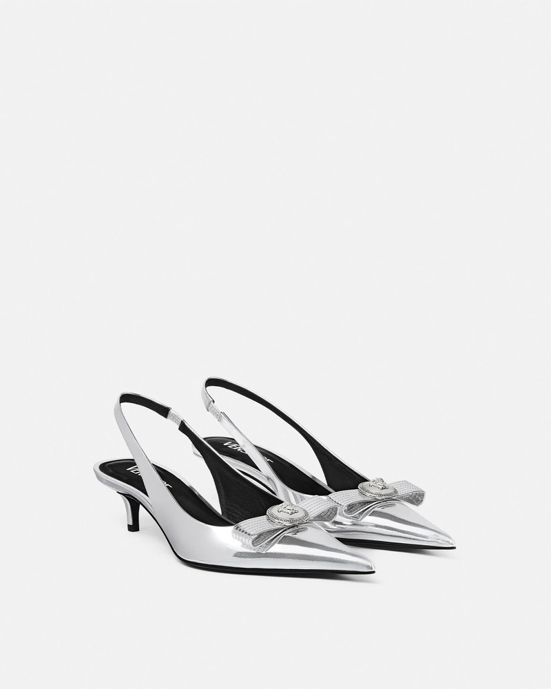 VERSACE Gianni Ribbon Metallic Slingback Pumps 45 mm outlook