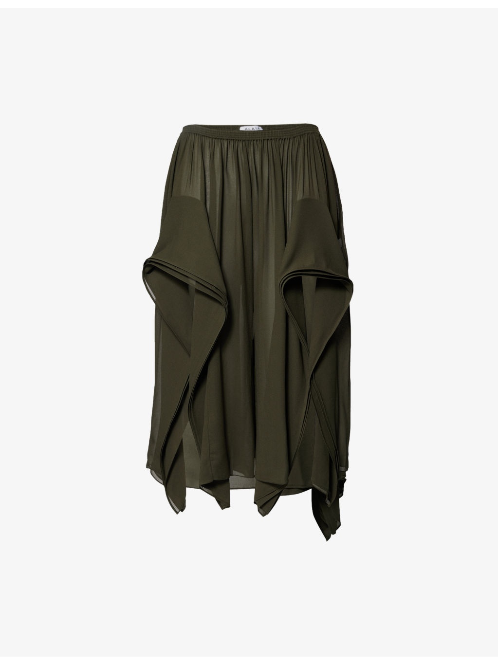 Ruffle Semi-Sheer Georgette Trousers - 1
