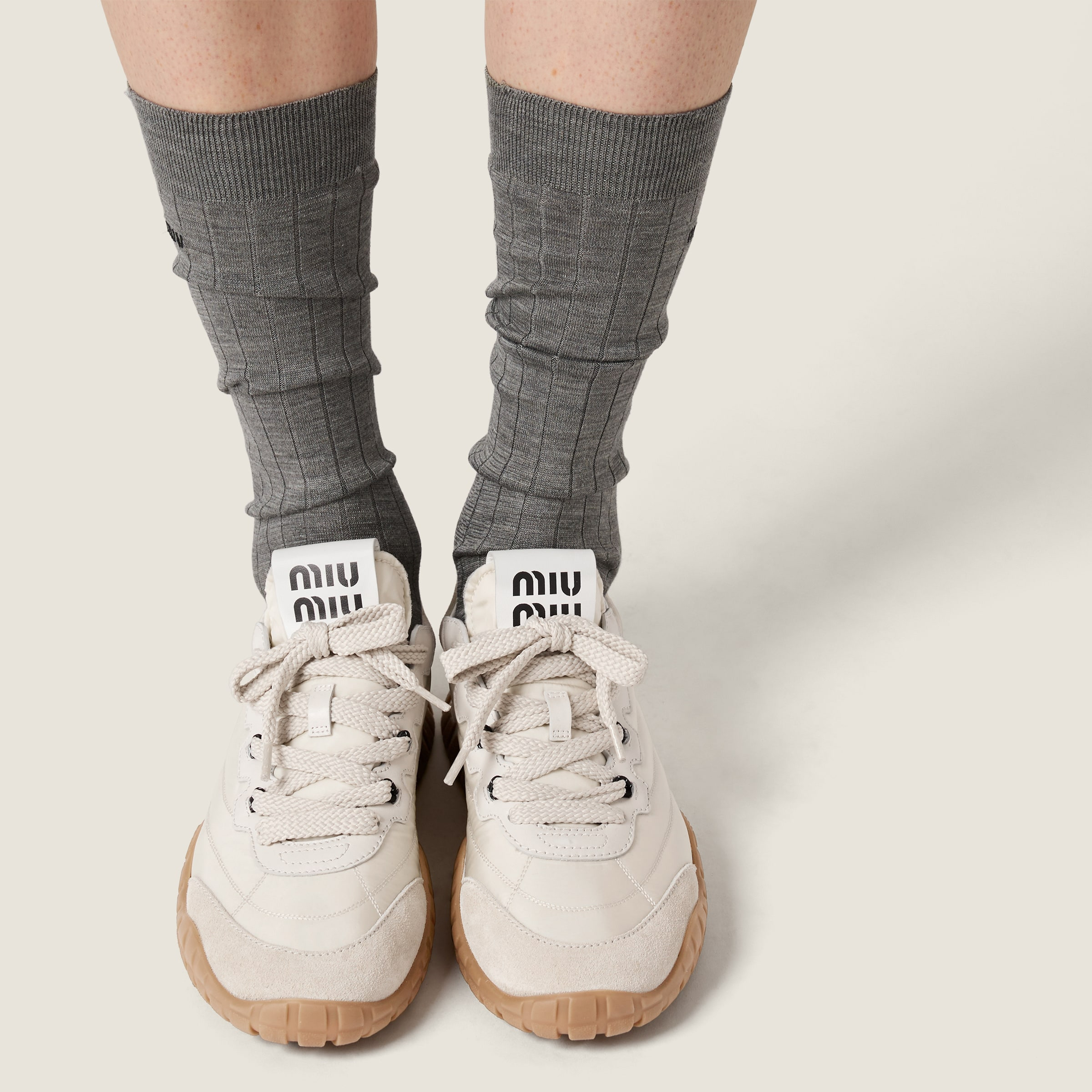 Tyre technical fabric and suede sneakers - 5