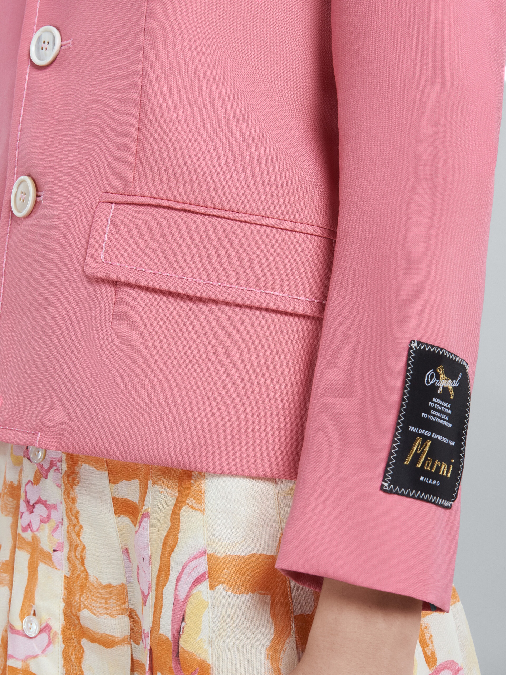 BABY PINK BABY JACKET IN TROPICAL WOOL - 5