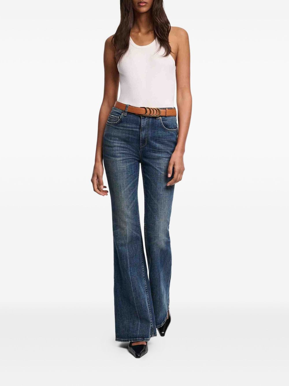 leather-patch jeans - 2