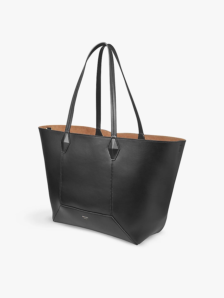 Diamond logo-embossed medium leather tote bag - 5